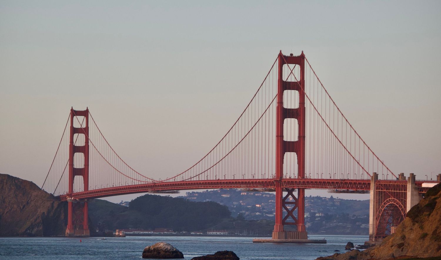 Golden Gate Bridge Photographed at sunset.