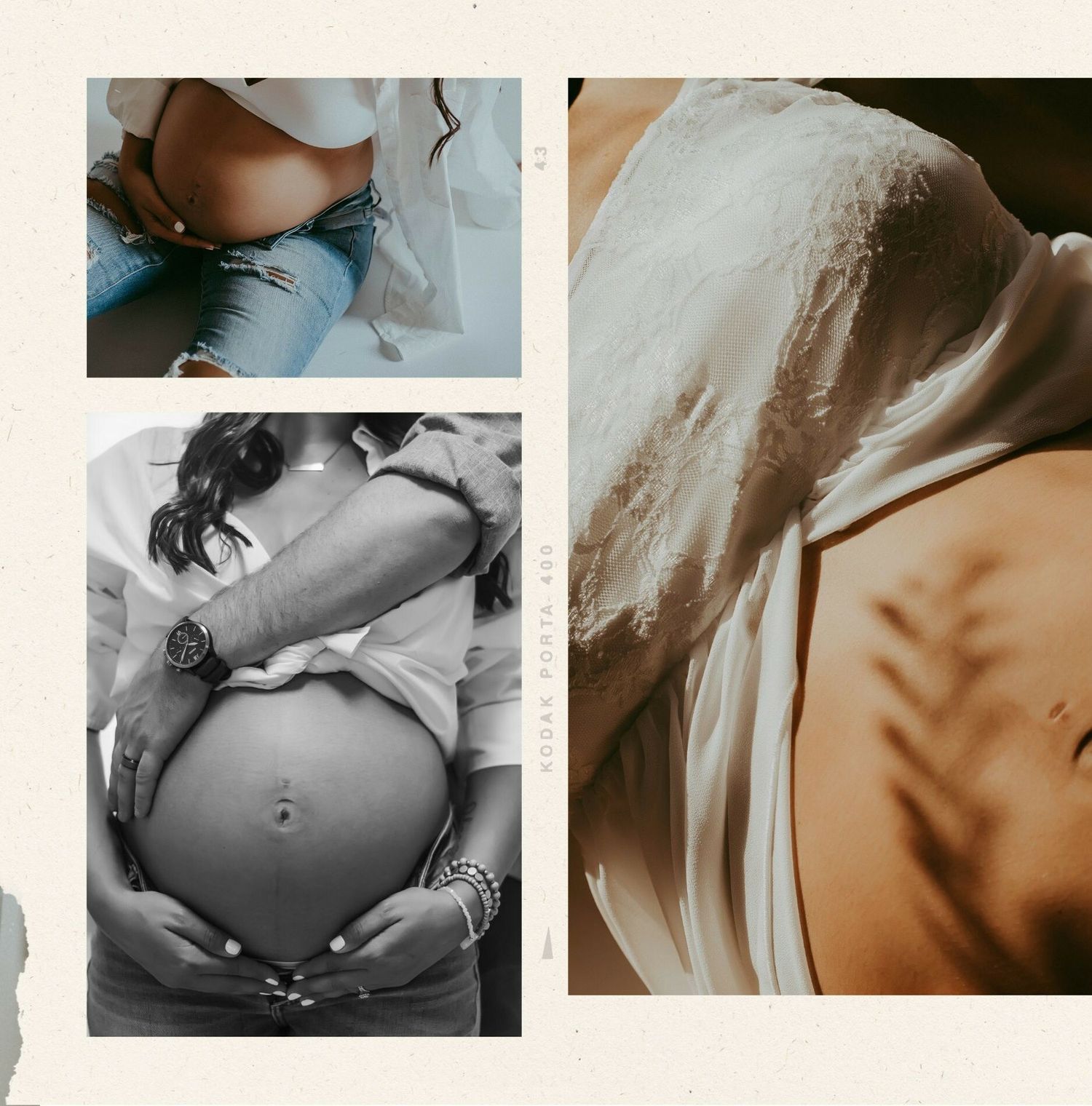 Collection of artistic maternity photos showing pregnant belly silhouettes.