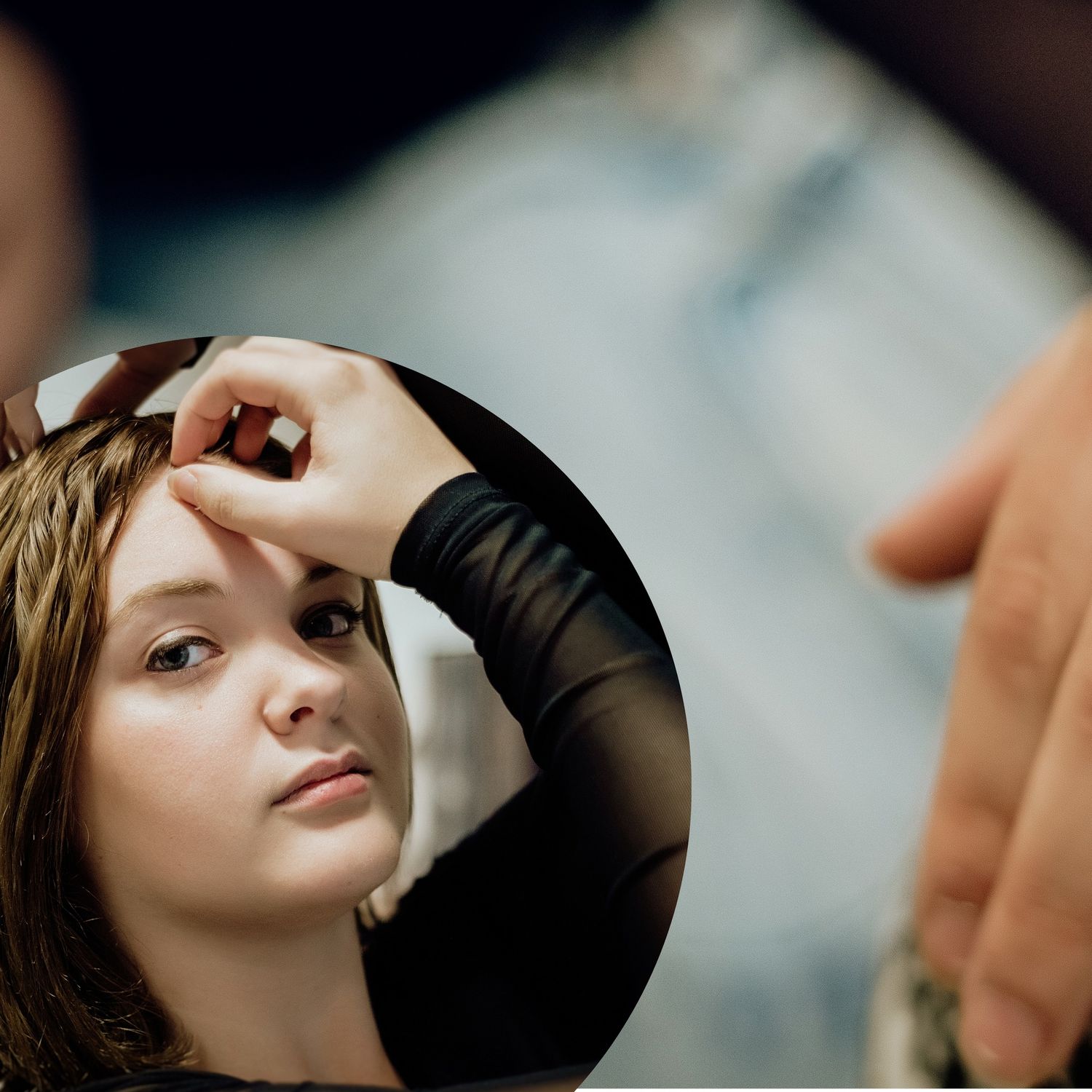 Artistic portrait shots with dramatic lighting and shadows.