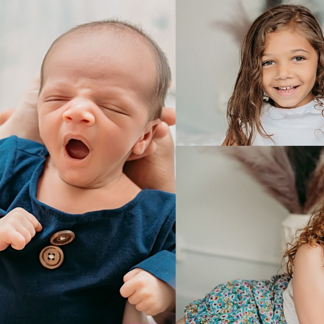 Collection of candid baby photos showing various expressions and moments.
