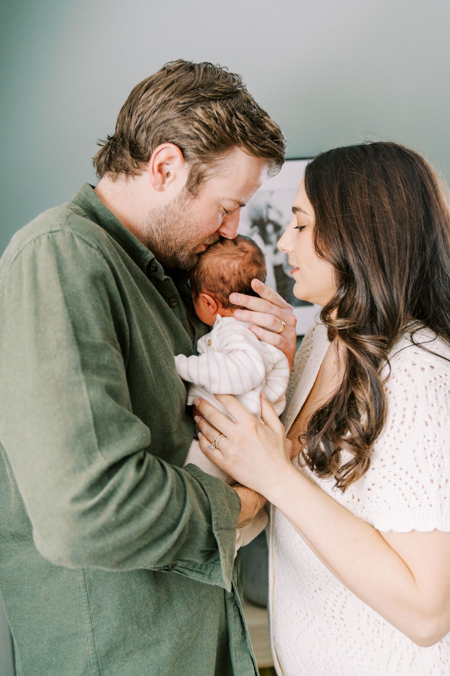 Intimate couple series showing tender moments of affection and closeness against neutral background.