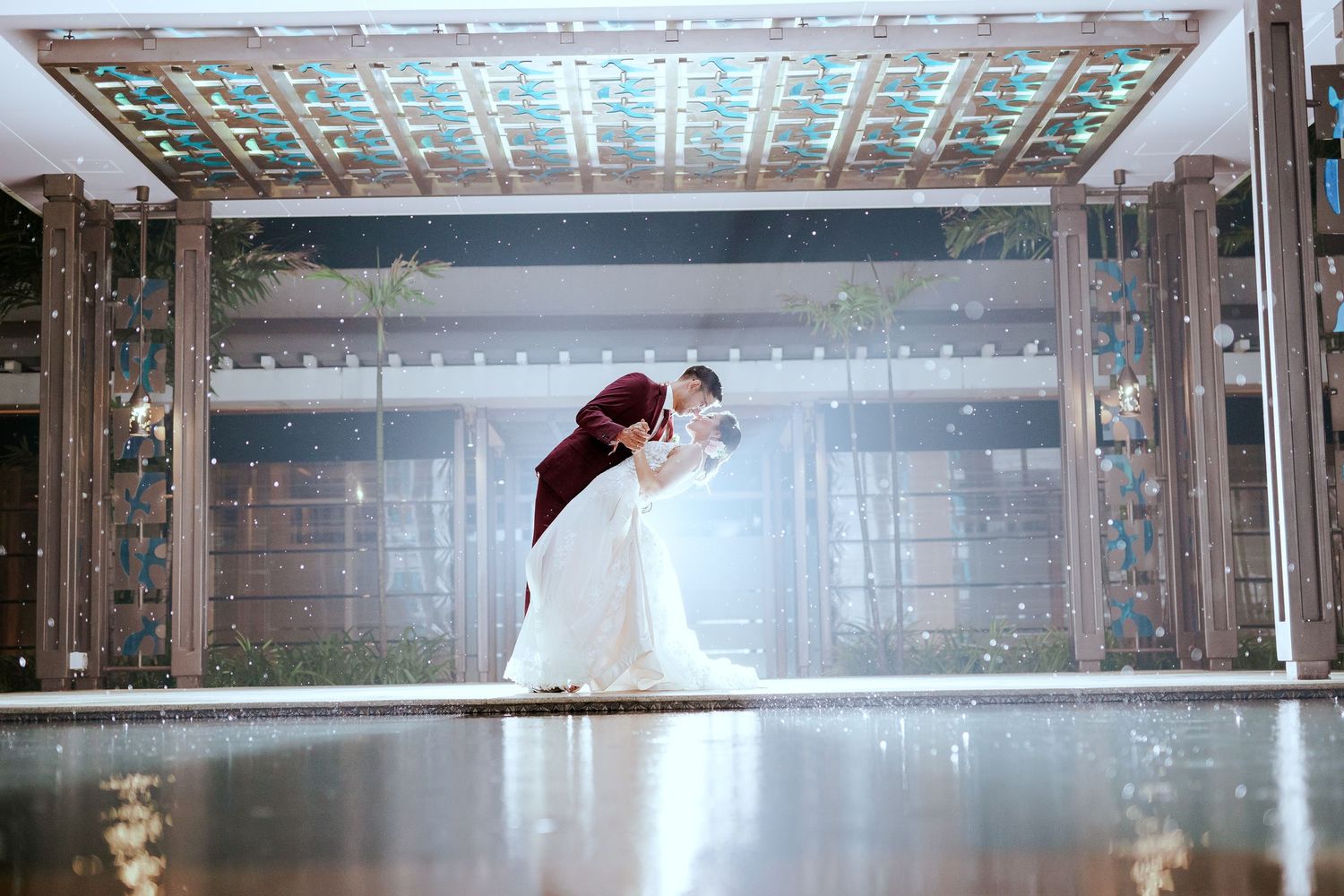 Dreamy wedding photography of the bride with her groom