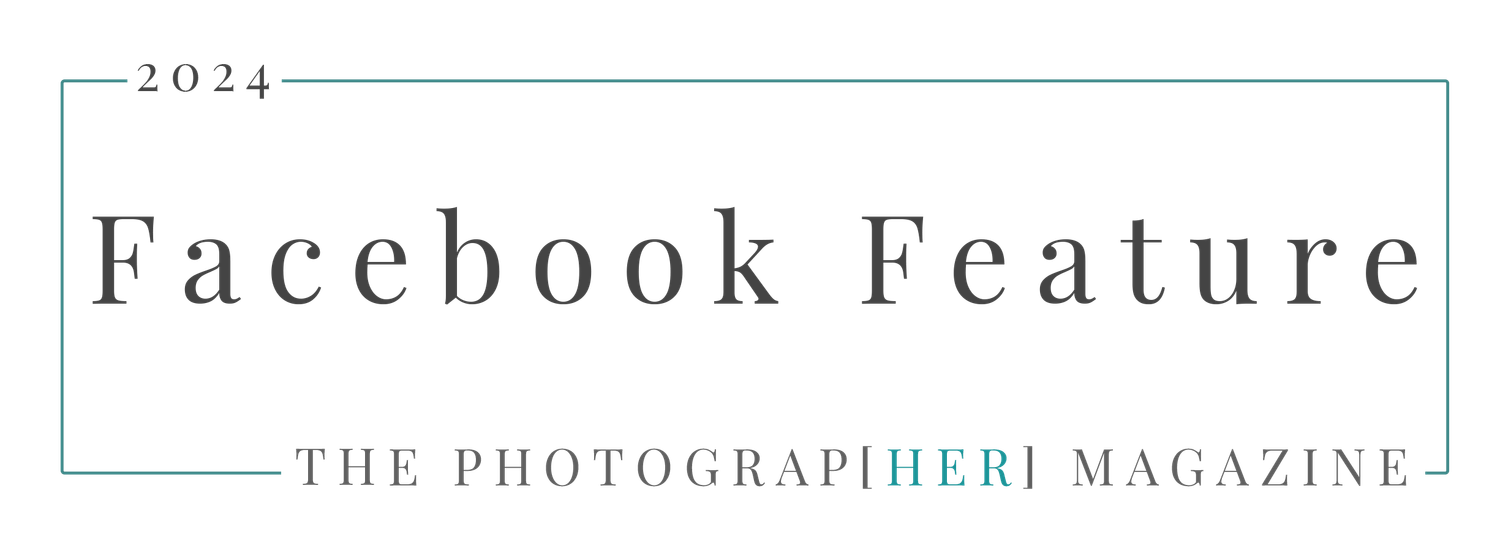 2024 Facebook Feature badge for The PhotographHER Magazine with teal border accents.