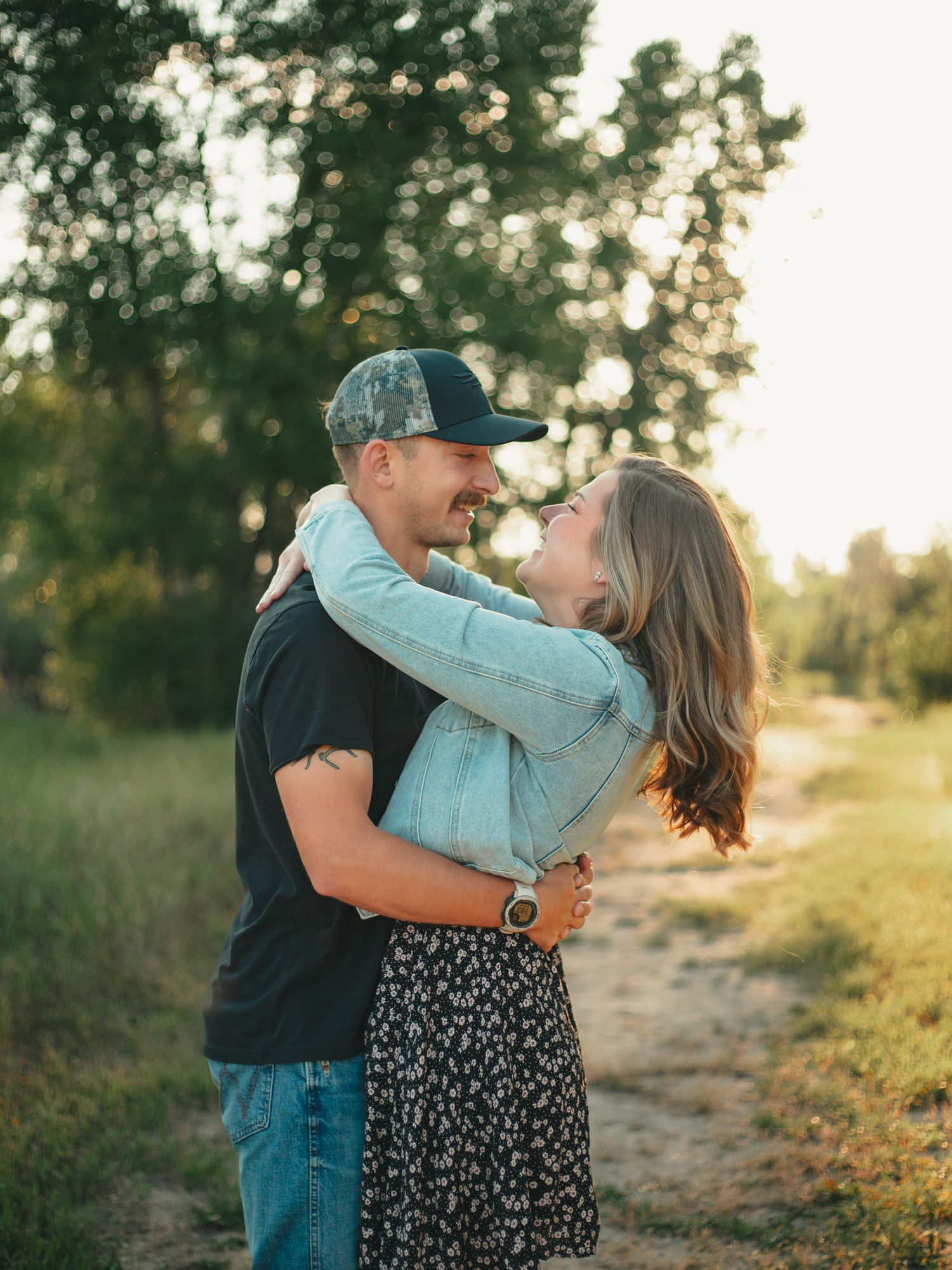 Couples photos, Great Falls, Montana. First year anniversary. field and sunrise