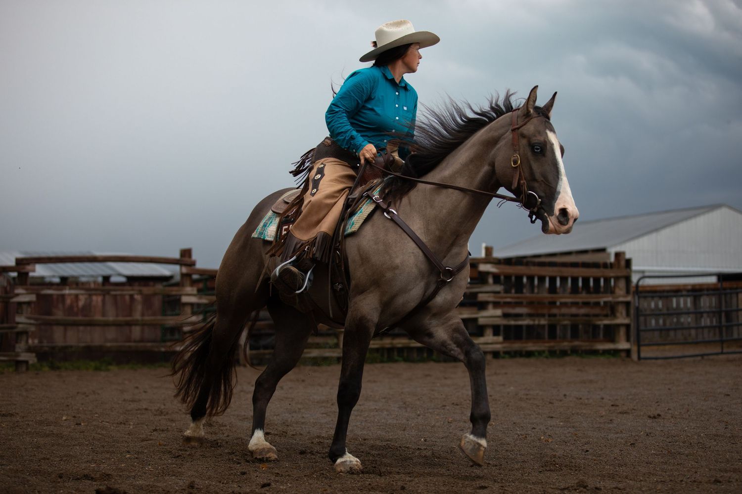 cowgirl riding horse