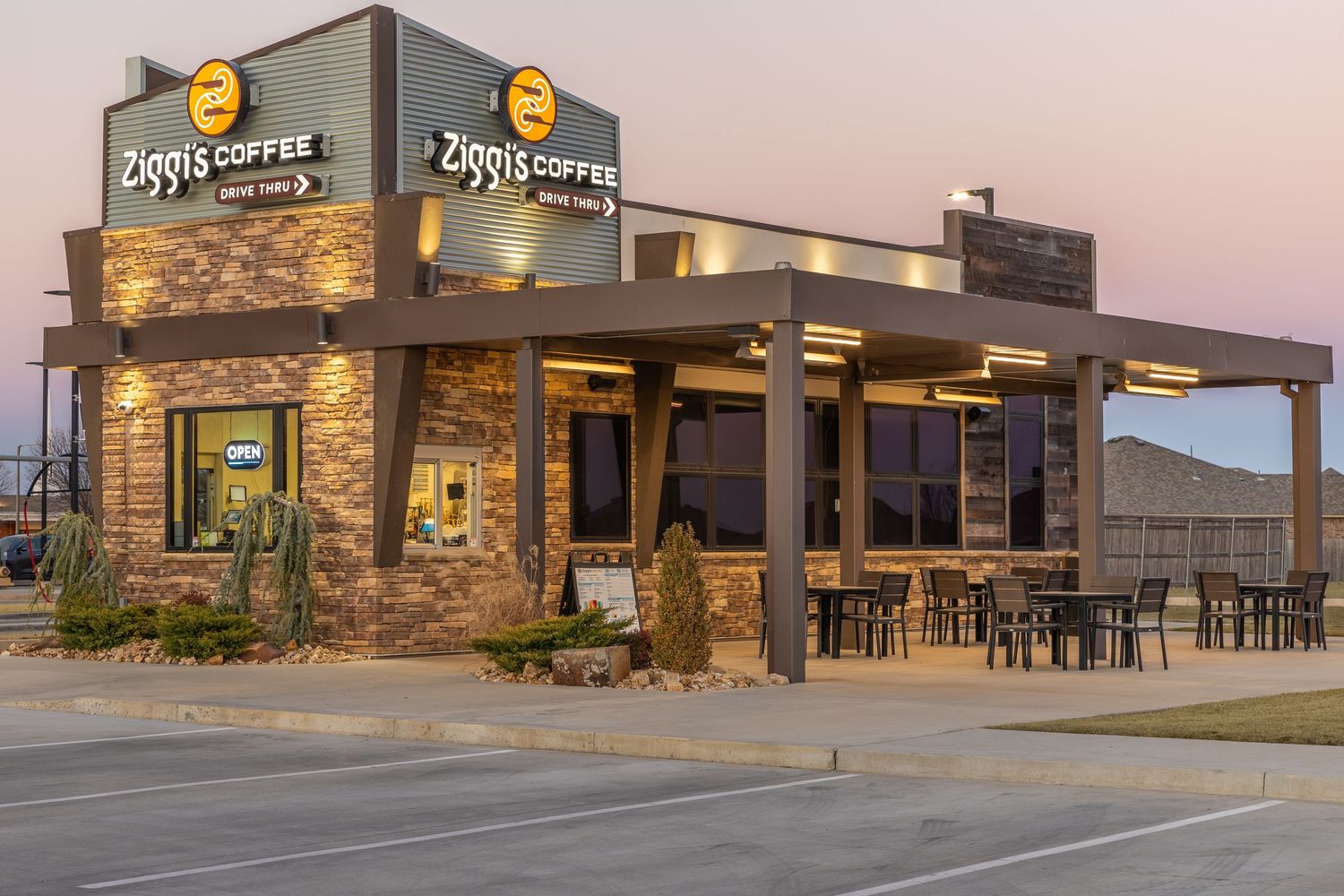 Commercial Photography of ziggis coffee in Oklahoma City done for Cactus Constuction