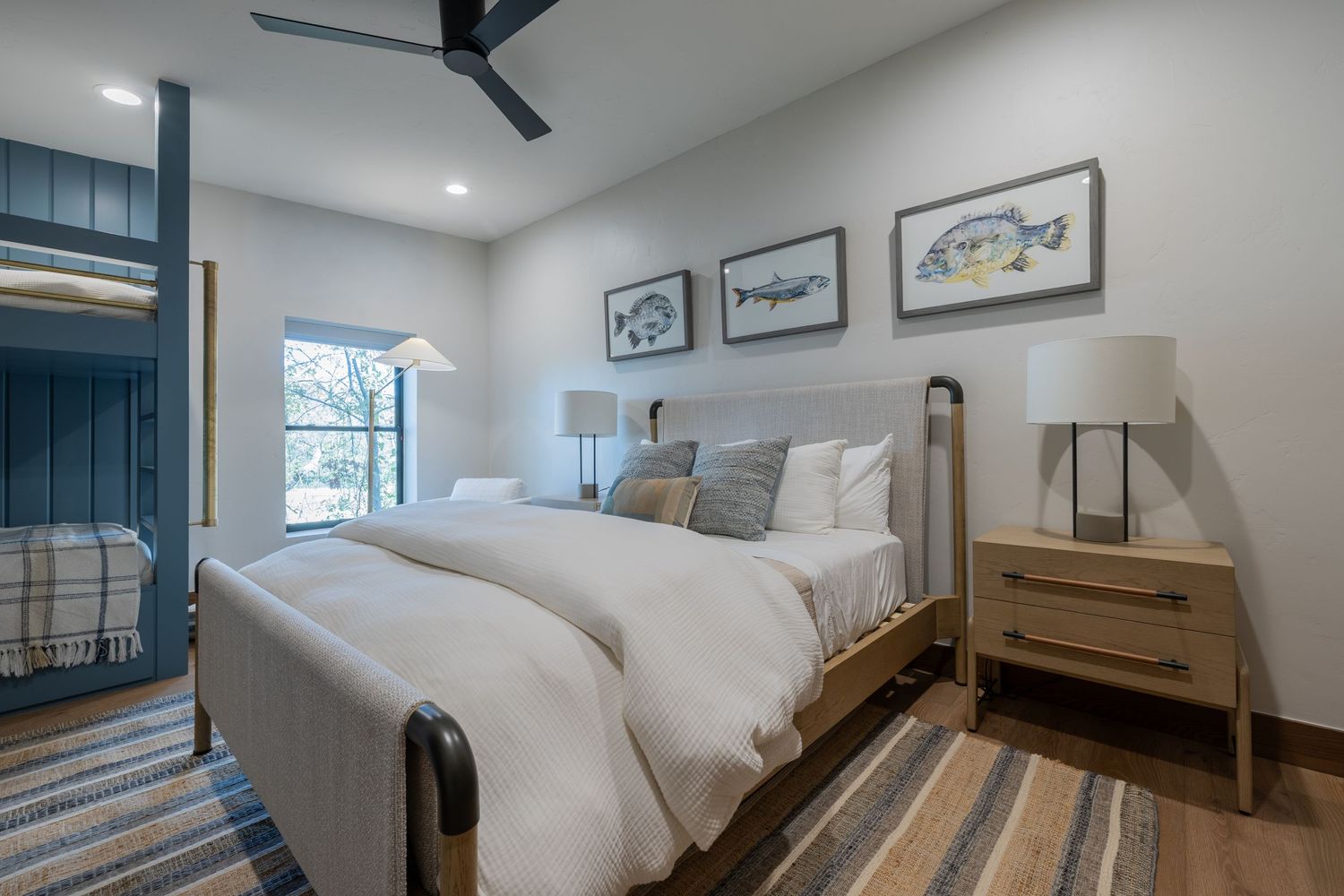 Interior Design Photography of a kids bunk room done by Miranda Nance Designs In Oklahoma City.