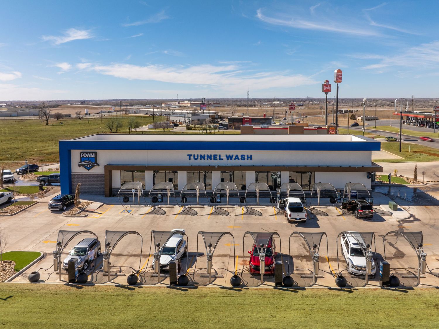 Drone Photography of carwash in Oklahoma City done for Cactus Construction