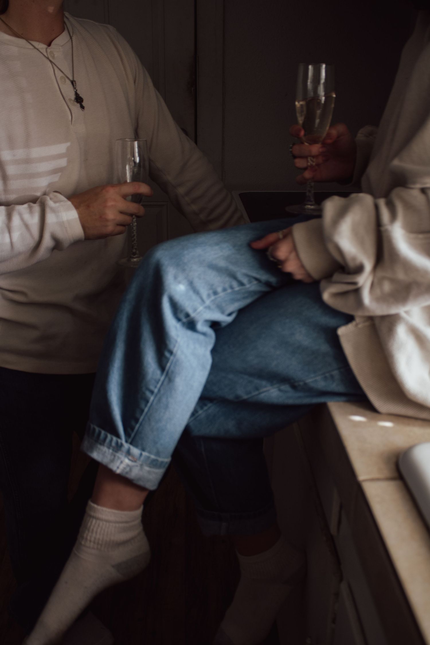 couple sitting on the counter