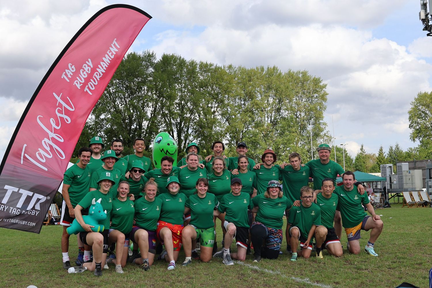 Tag Rugby team picture under the TTR tag flag