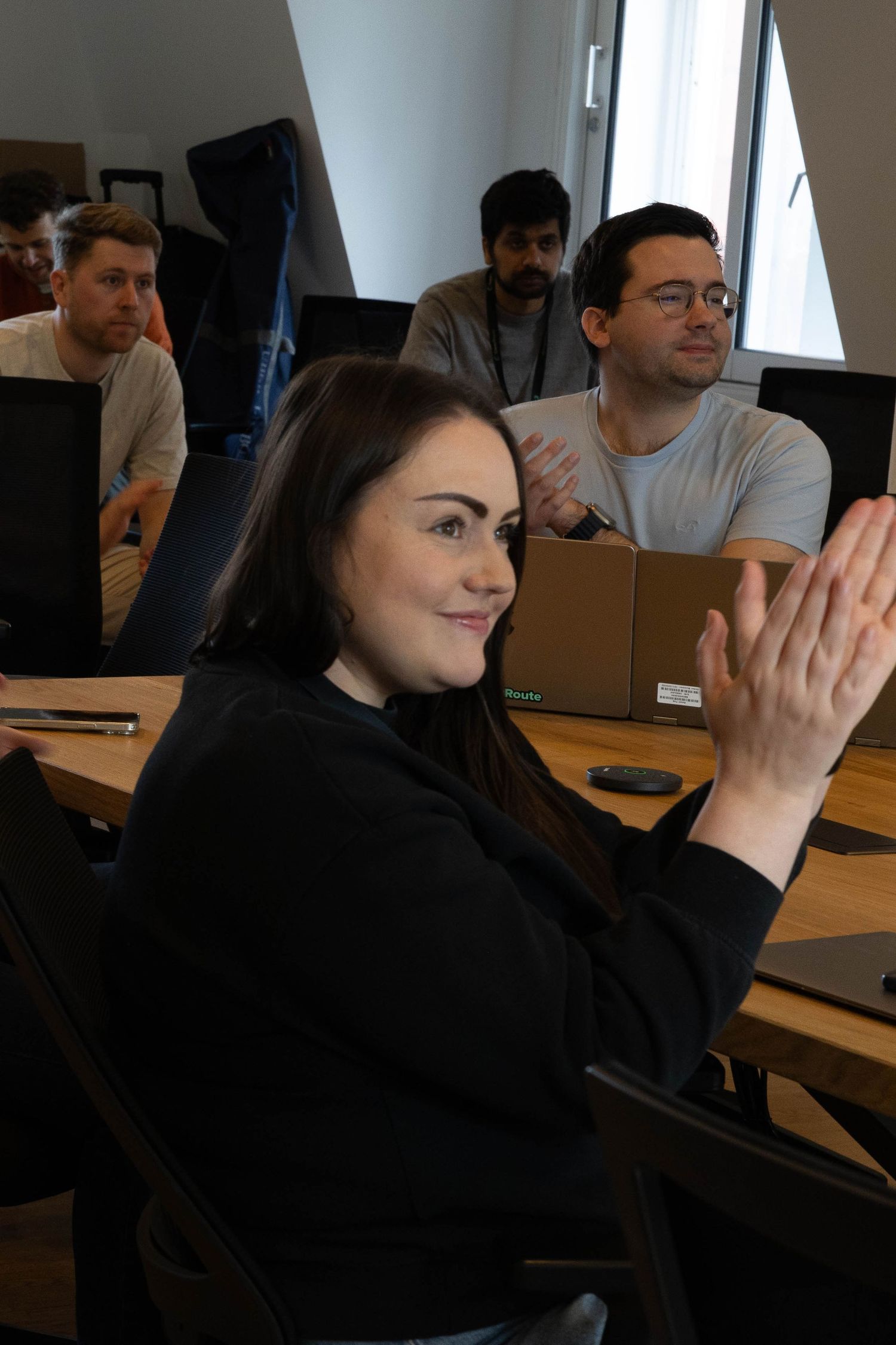 A woman clapping