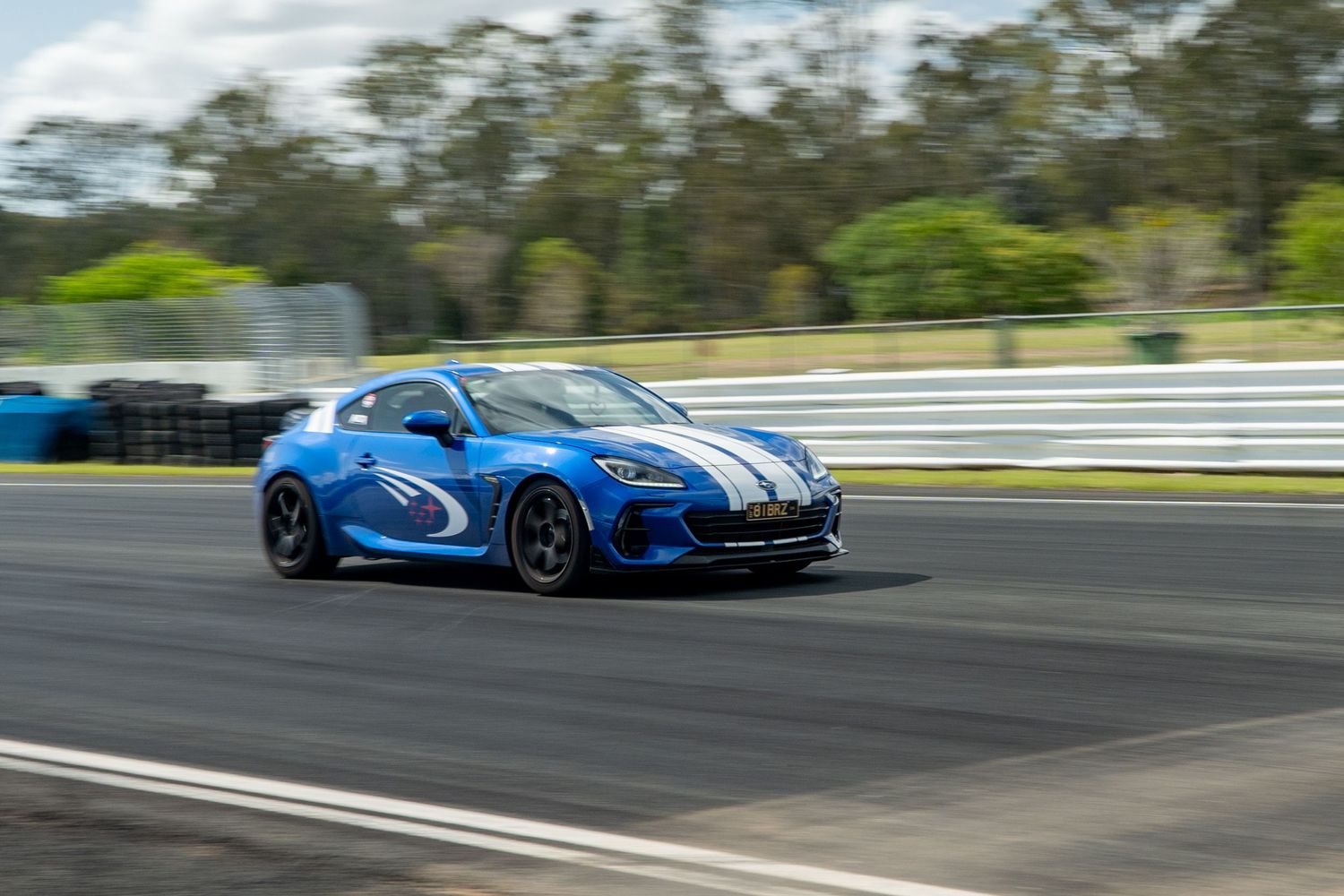 Striped Brz on lakeside parkway racetrack