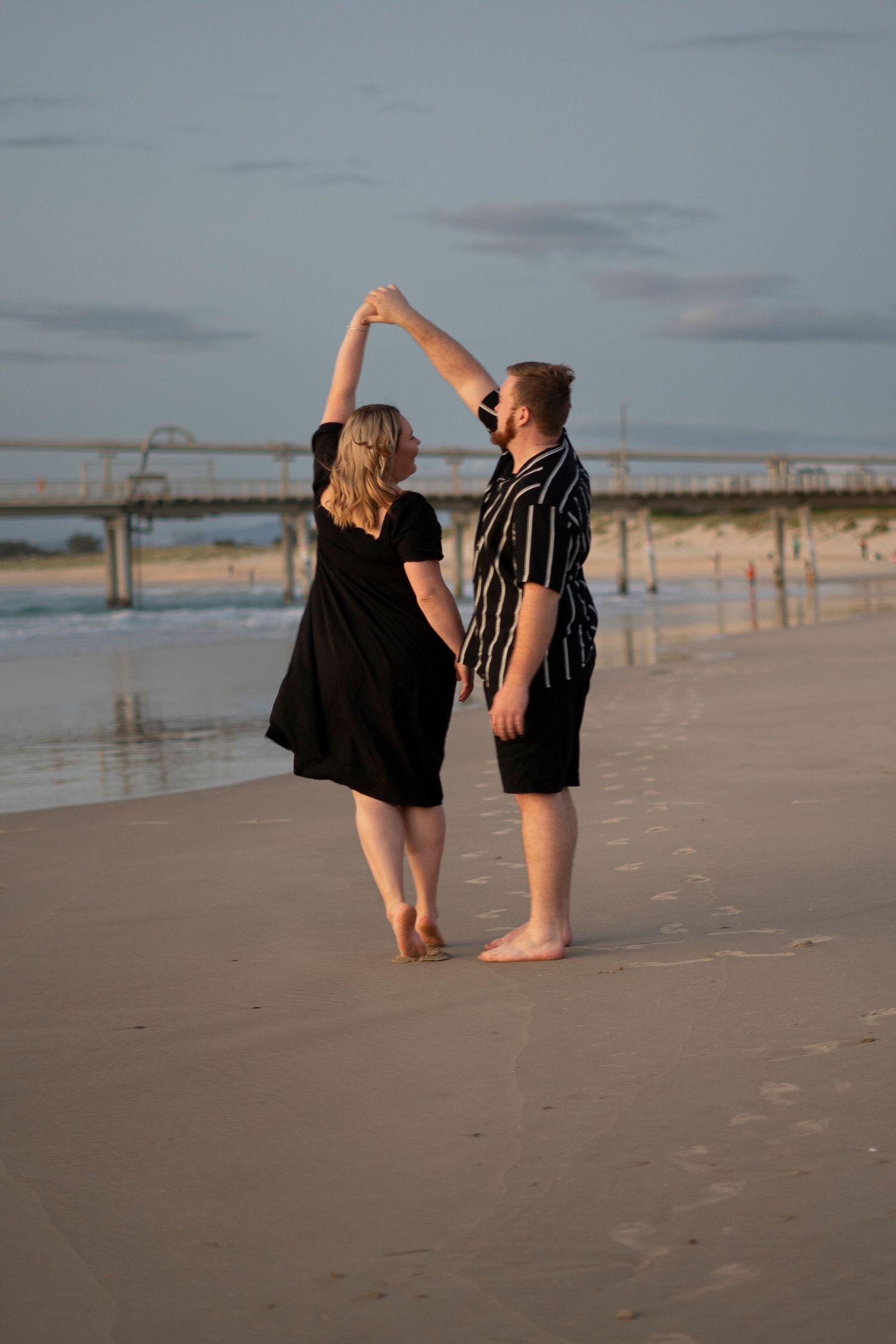 dancing on the early morning beach