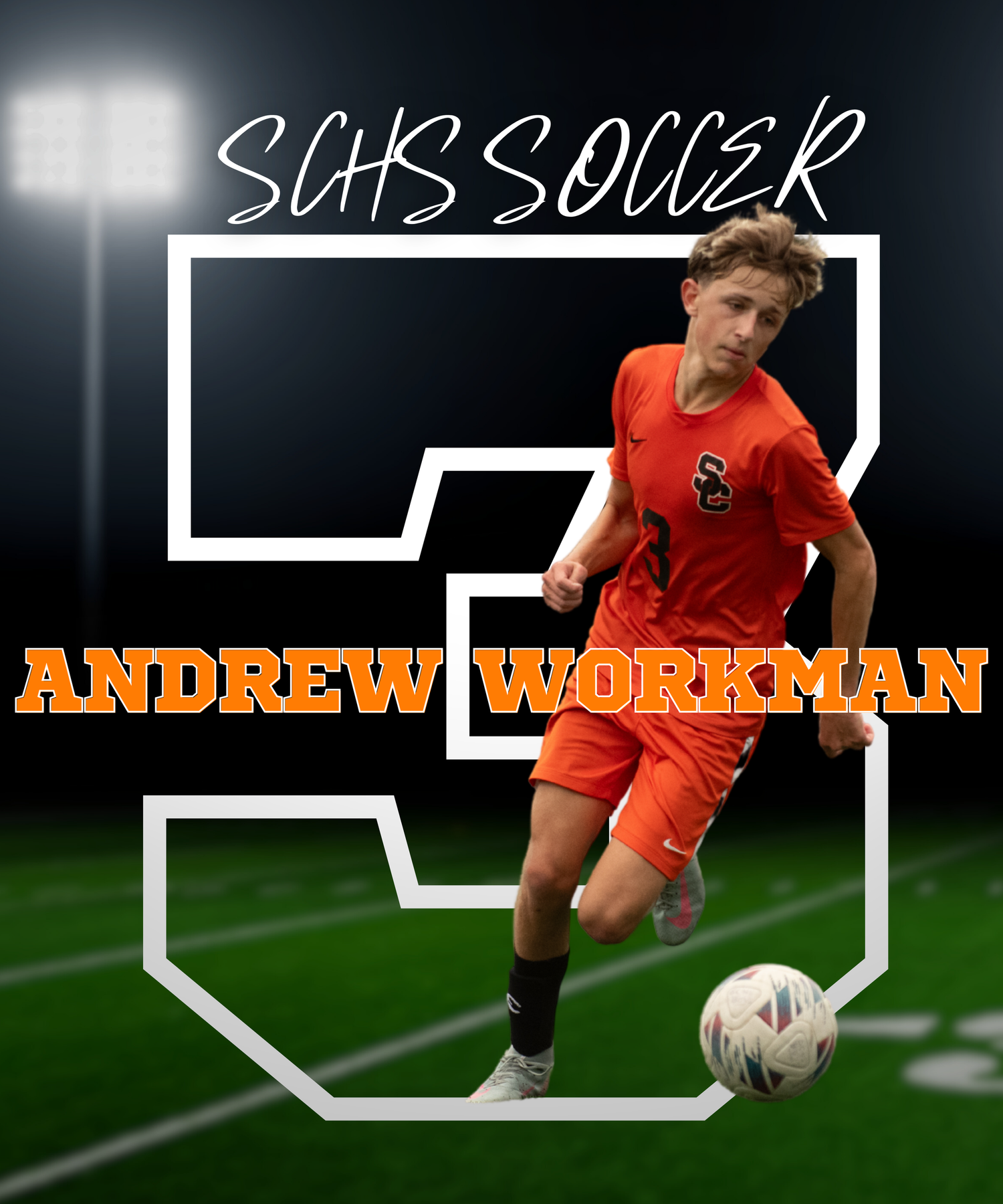 Soccer player in orange jersey performs skillful ball control drills on indoor turf field during training session.