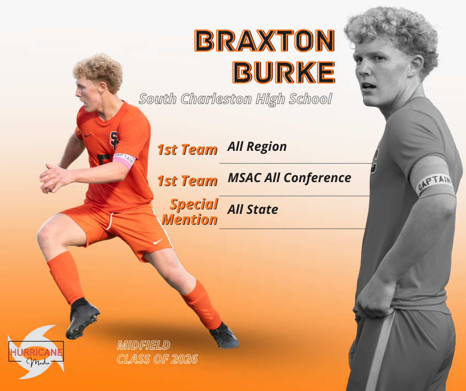 Orange and gray sports banner design featuring athletic achievements and accolades from South Charleston High School.