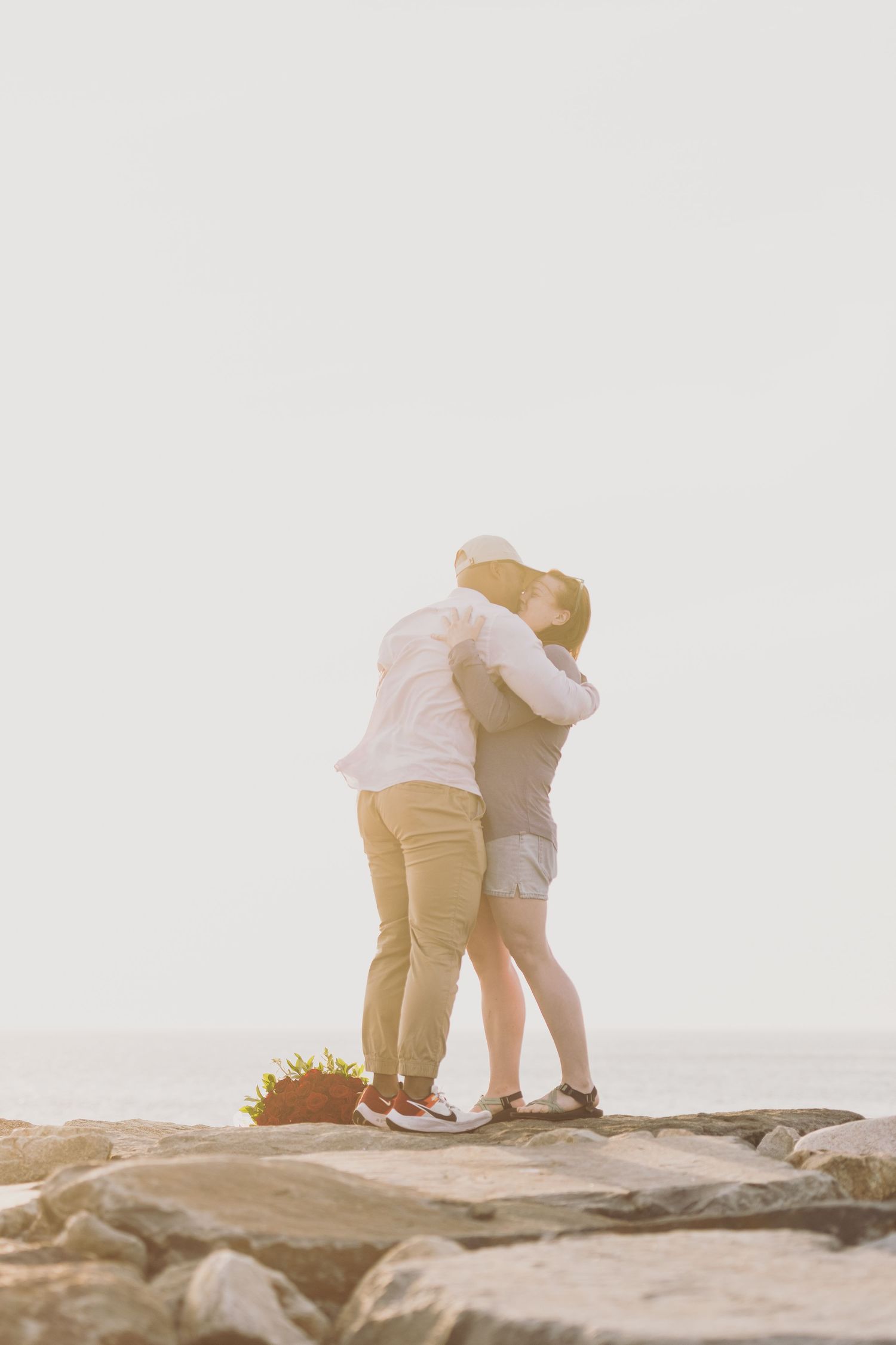 sunrise proposal at Scituate Lighthouse, Massachusetts