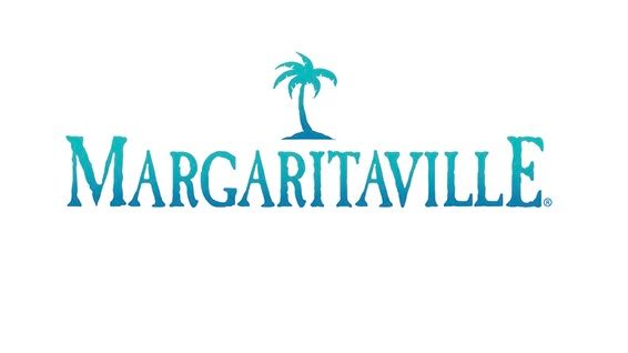 Margaritaville teal logo with palm tree on white background.