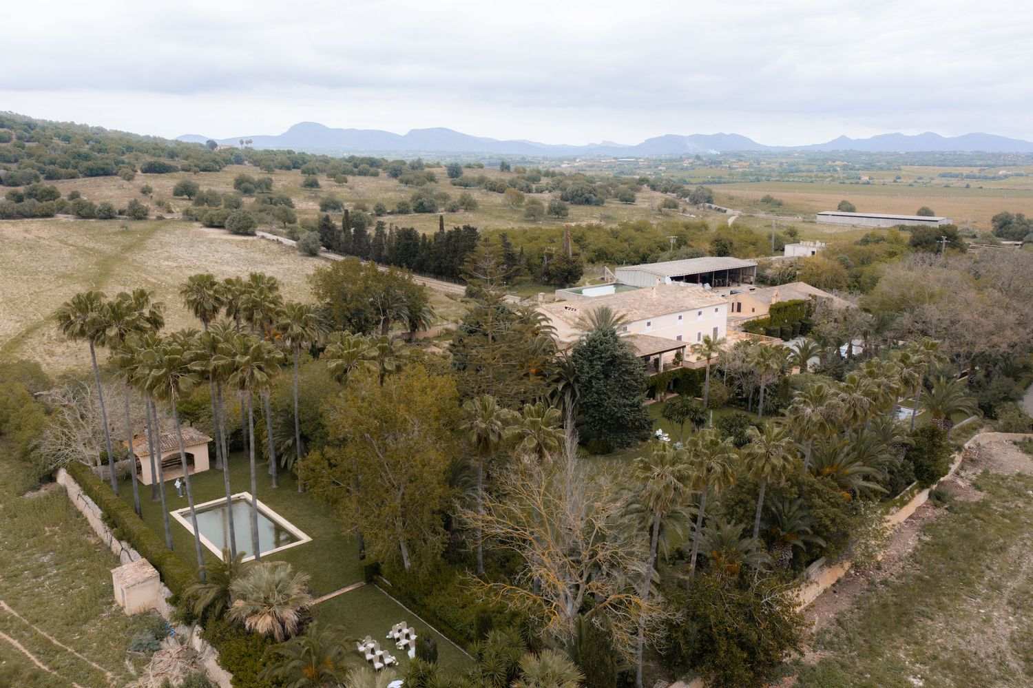 Panoramic view of rolling hills and countryside landscape.