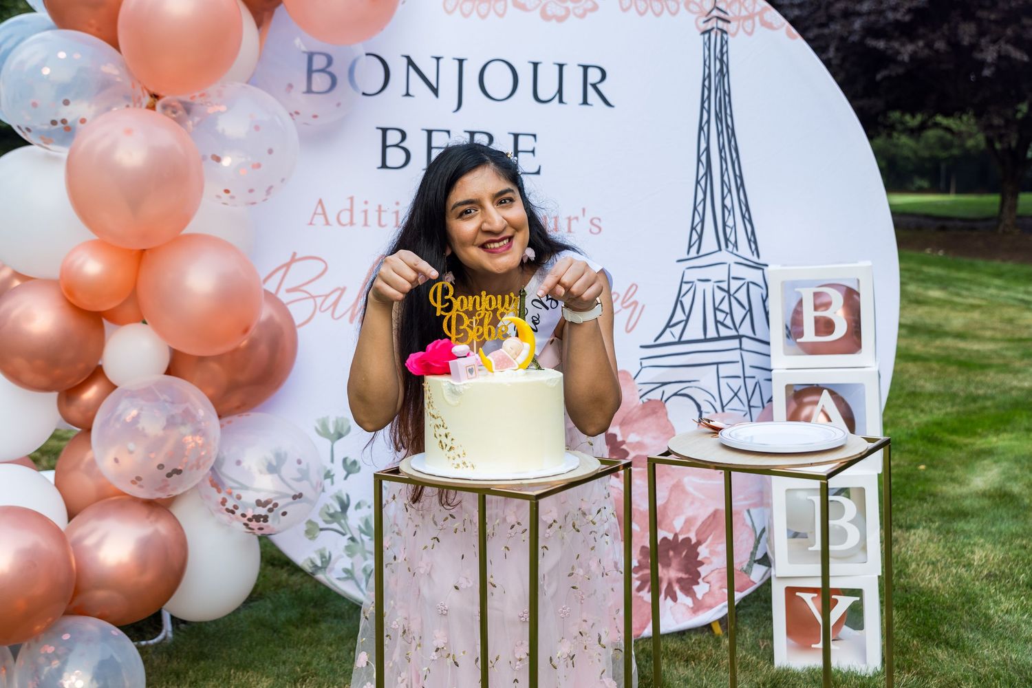 Paris themed baby shower celebration in Redmond, mom to be, maternity shoot, daddy to be, baby coming soon