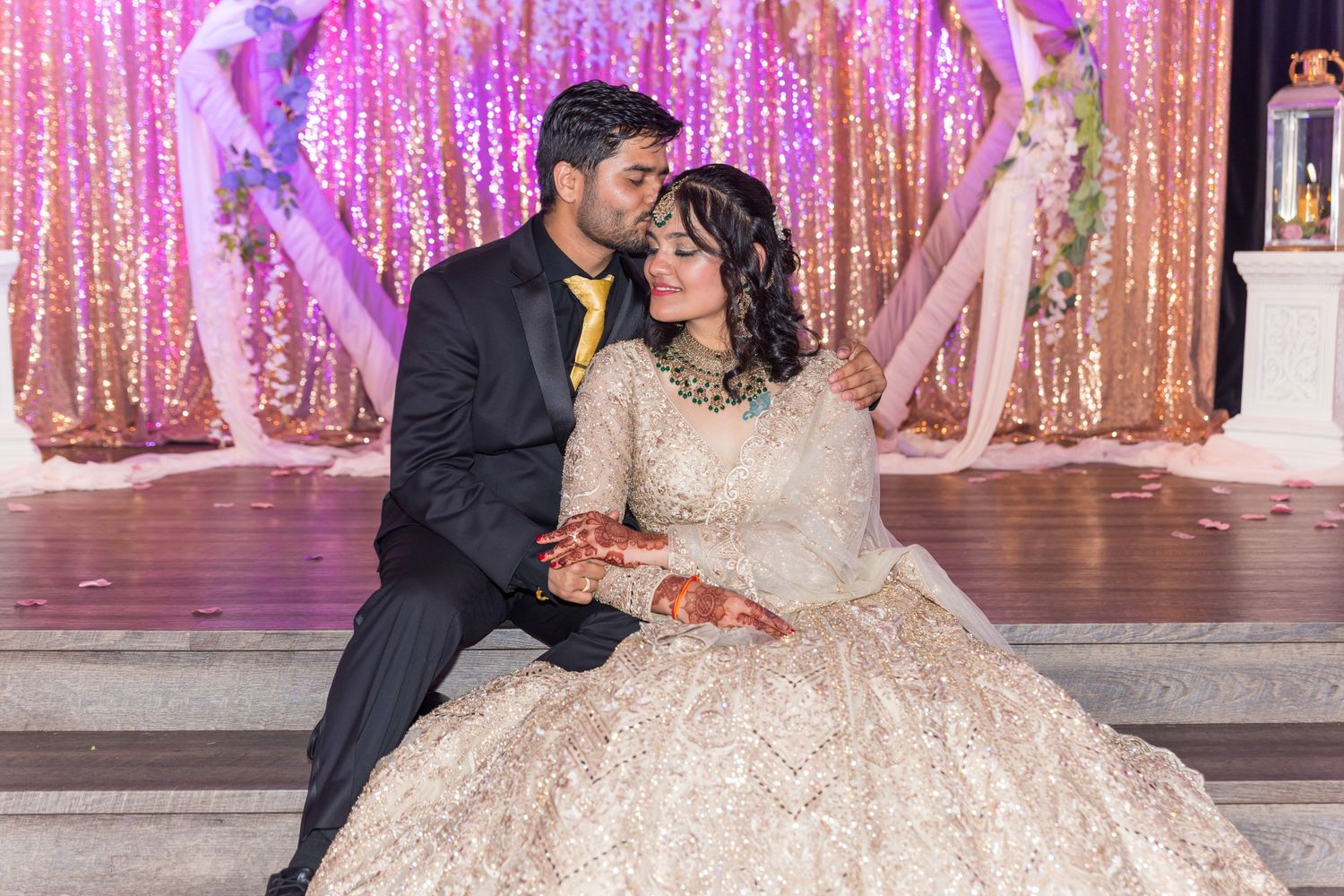 Traditional engagement ceremony captured in Monroe where bride and groom to be getting their portraits captured, engagements, weddings