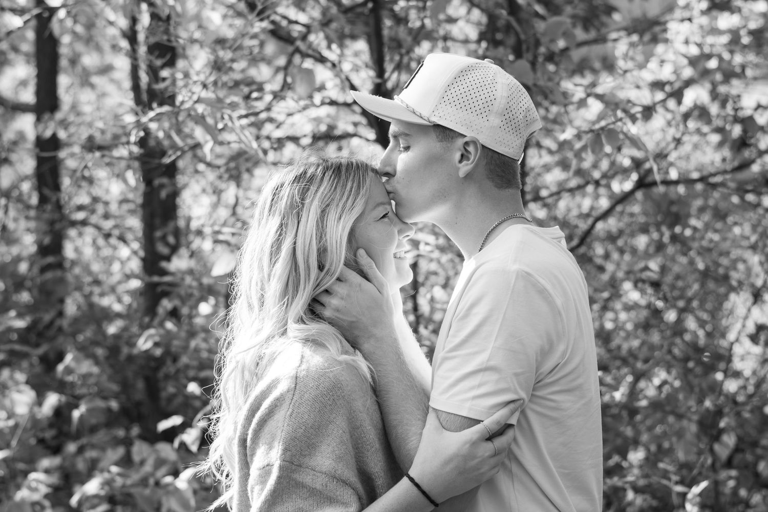 A romantic outdoor photo series capturing intimate moments between a couple.