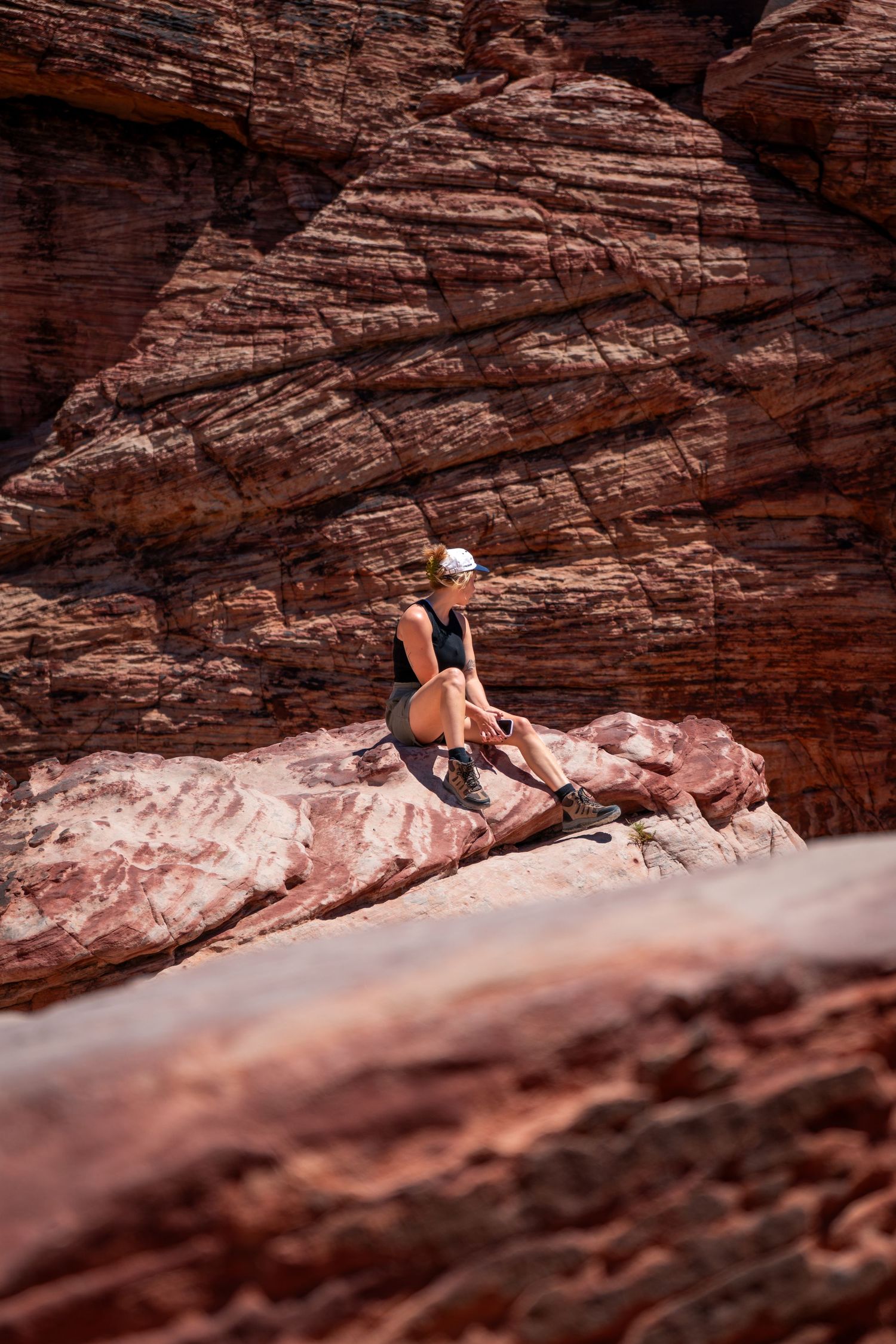 Professional nature photography of red rock cliffs and hiking trails by Oasis Digital.