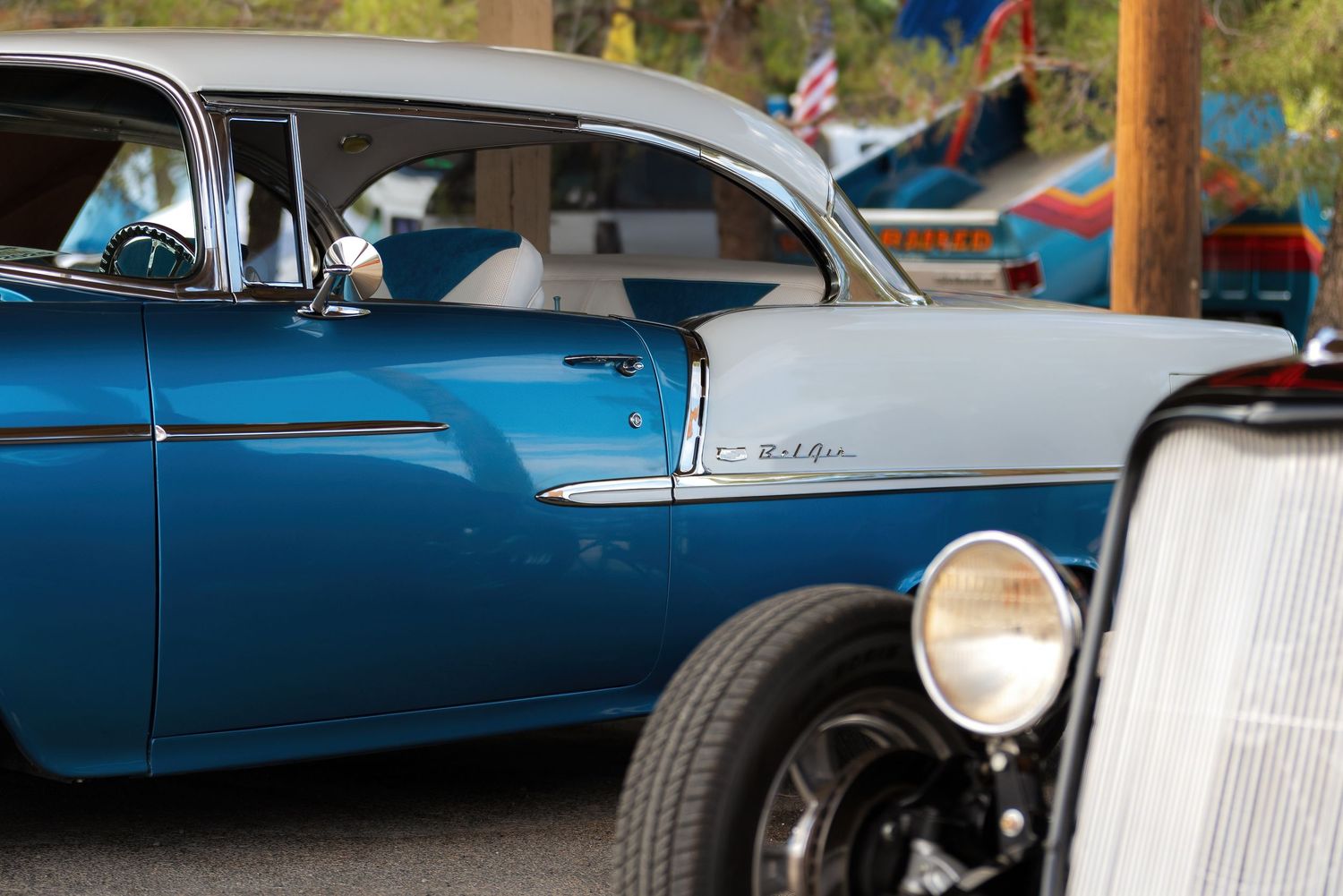Professional automotive photography of a vintage classic car at a local car show by Oasis Digital.