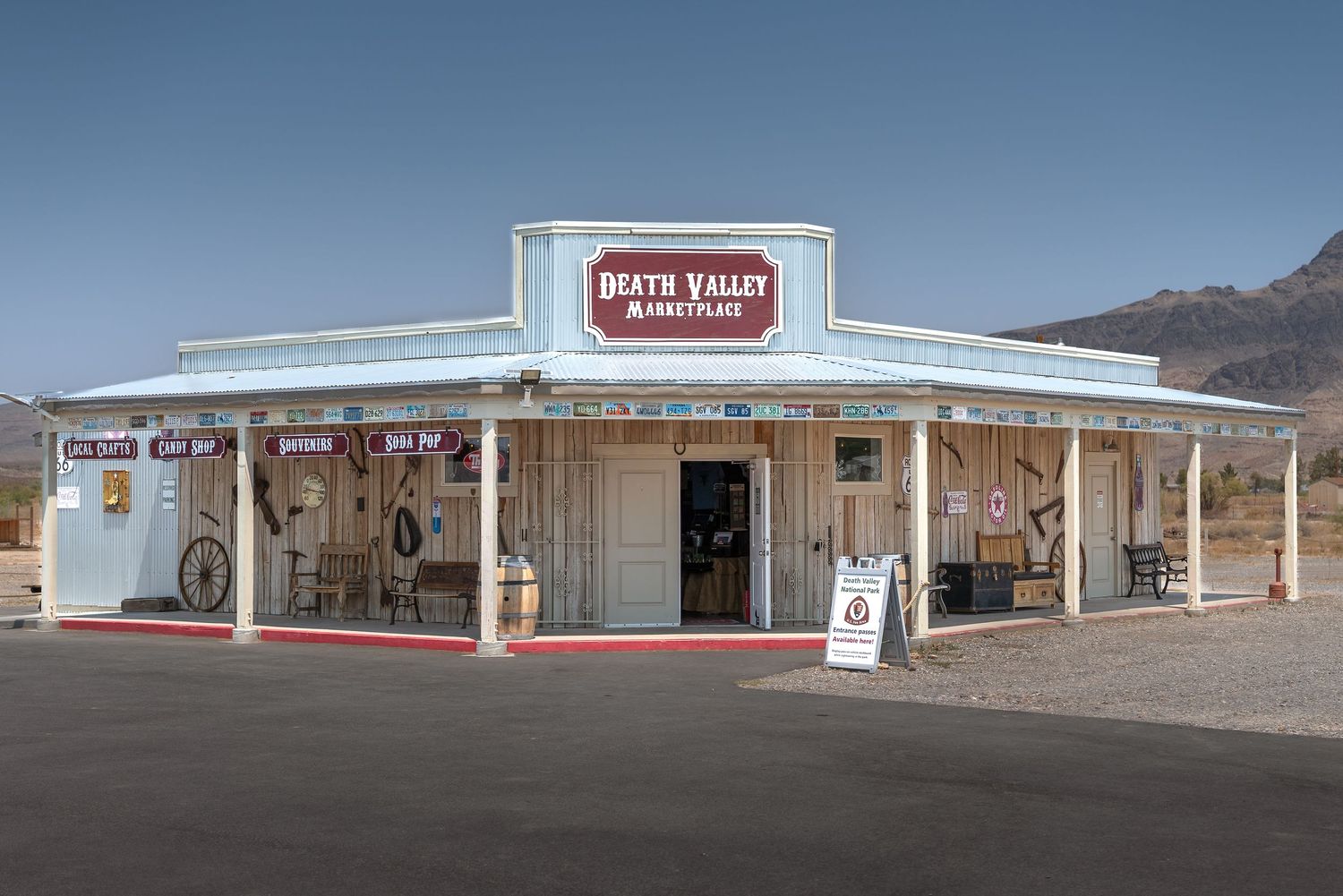 Commercial photography of a local tourism stop and retail shop exterior in Pahrump Nevada by Oasis Digital.