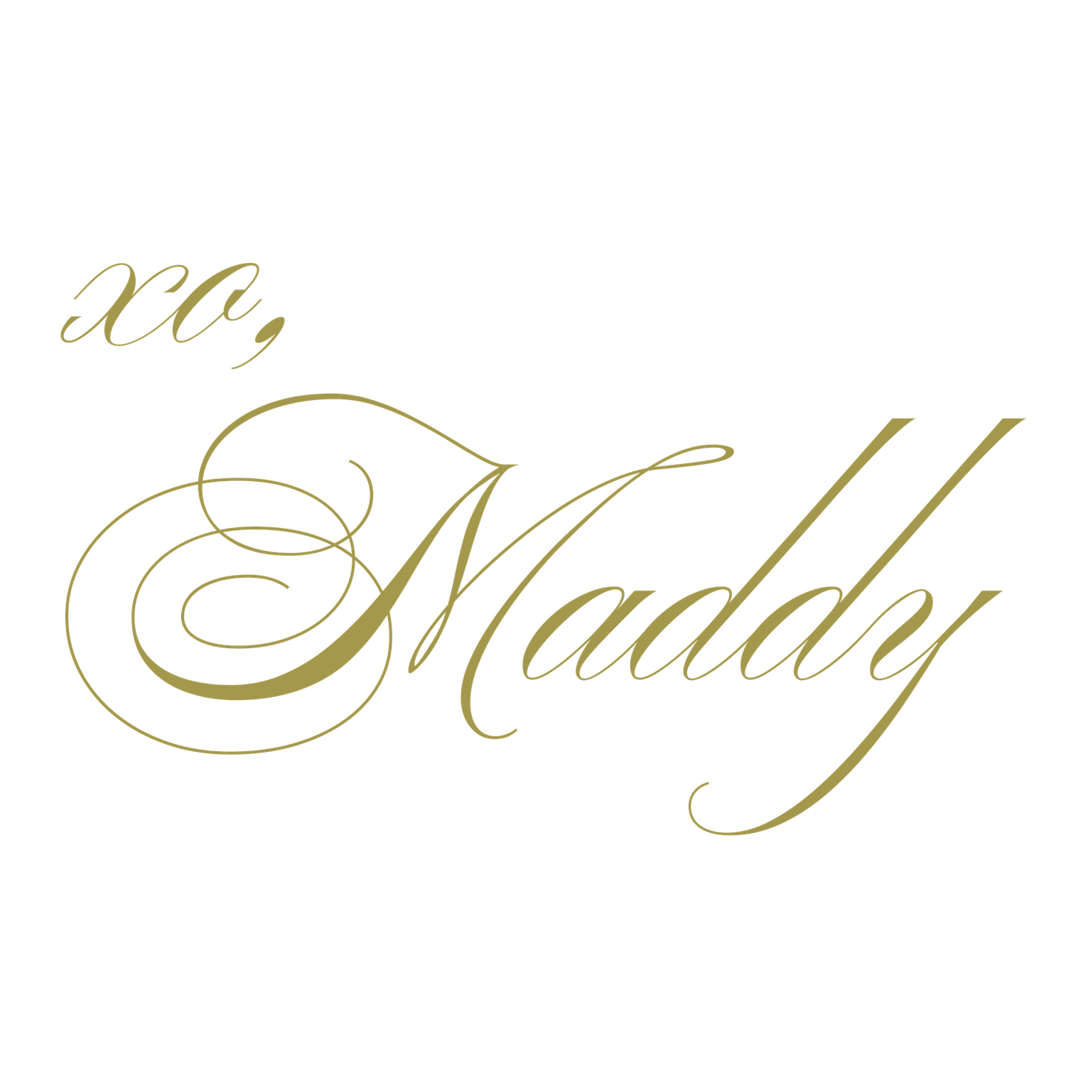 Elegant gold calligraphy text in cursive script on a white background.