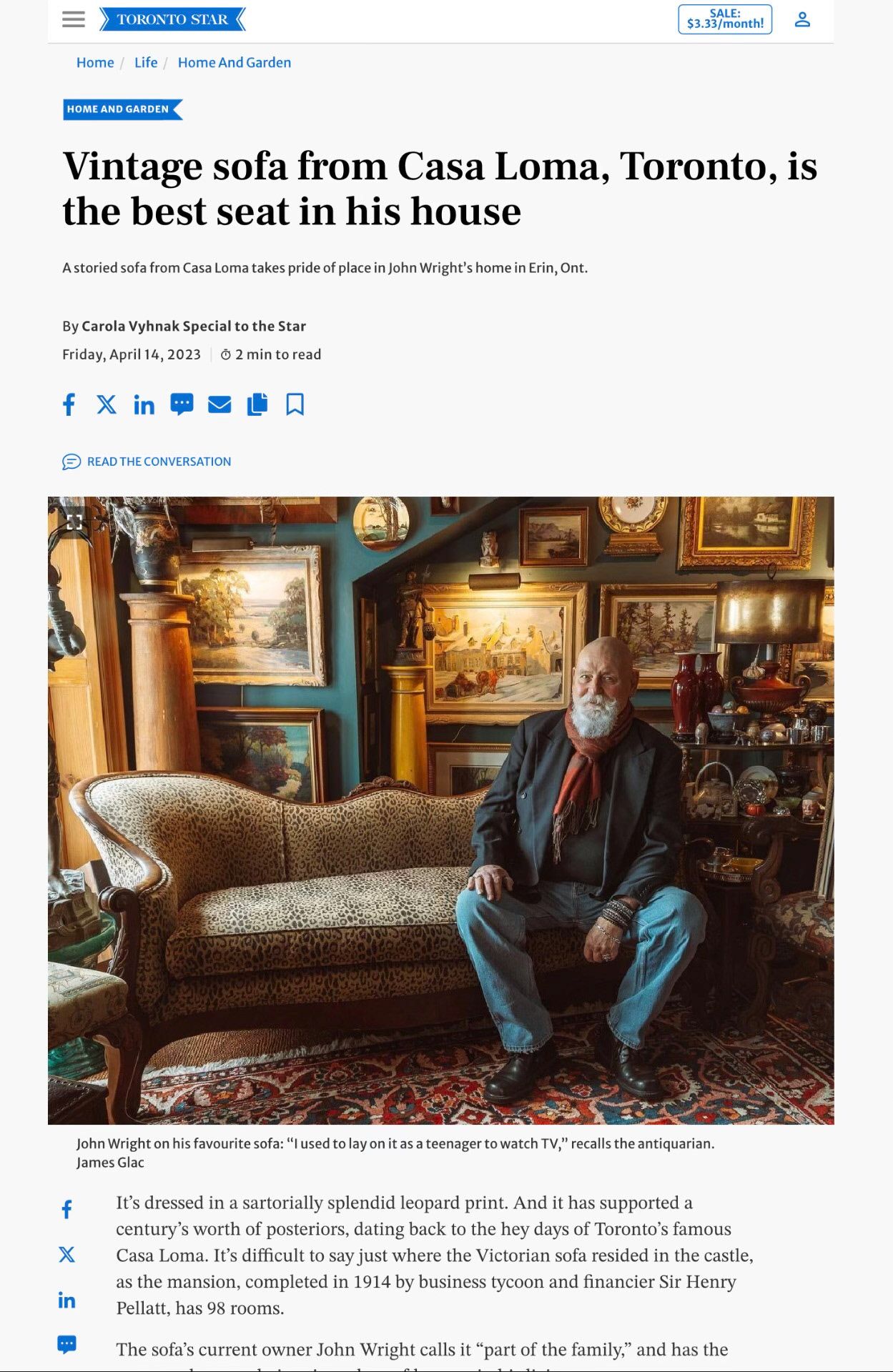 Toronto star, The Wright Attitude, Erin ontario