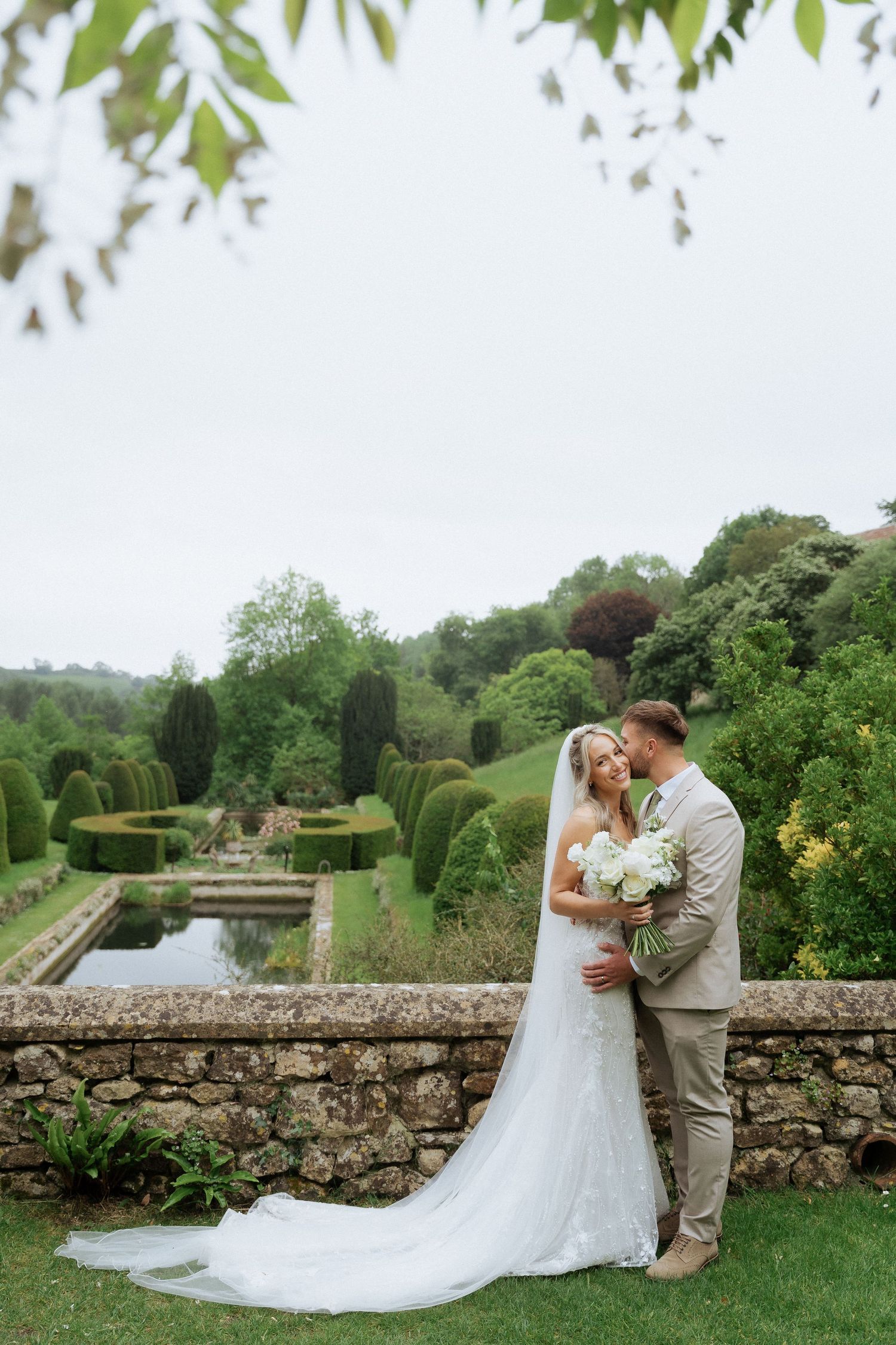 A bride and groom Mapperton house and gardens dorchester wedding photographer