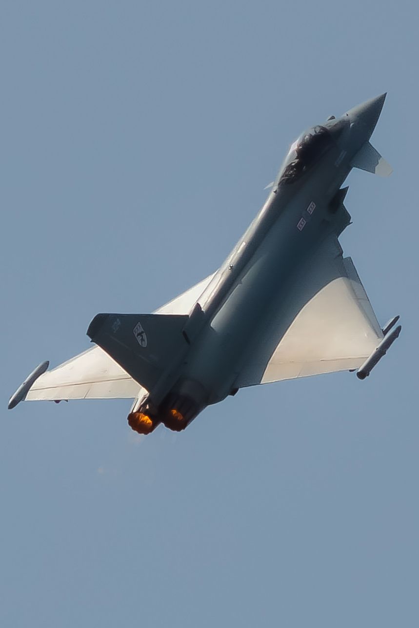 Eurofighter Typhoon unrestricted climb from take off for Blackpool air show 2025, SJR, airshow photography Rotherham Photography air shows