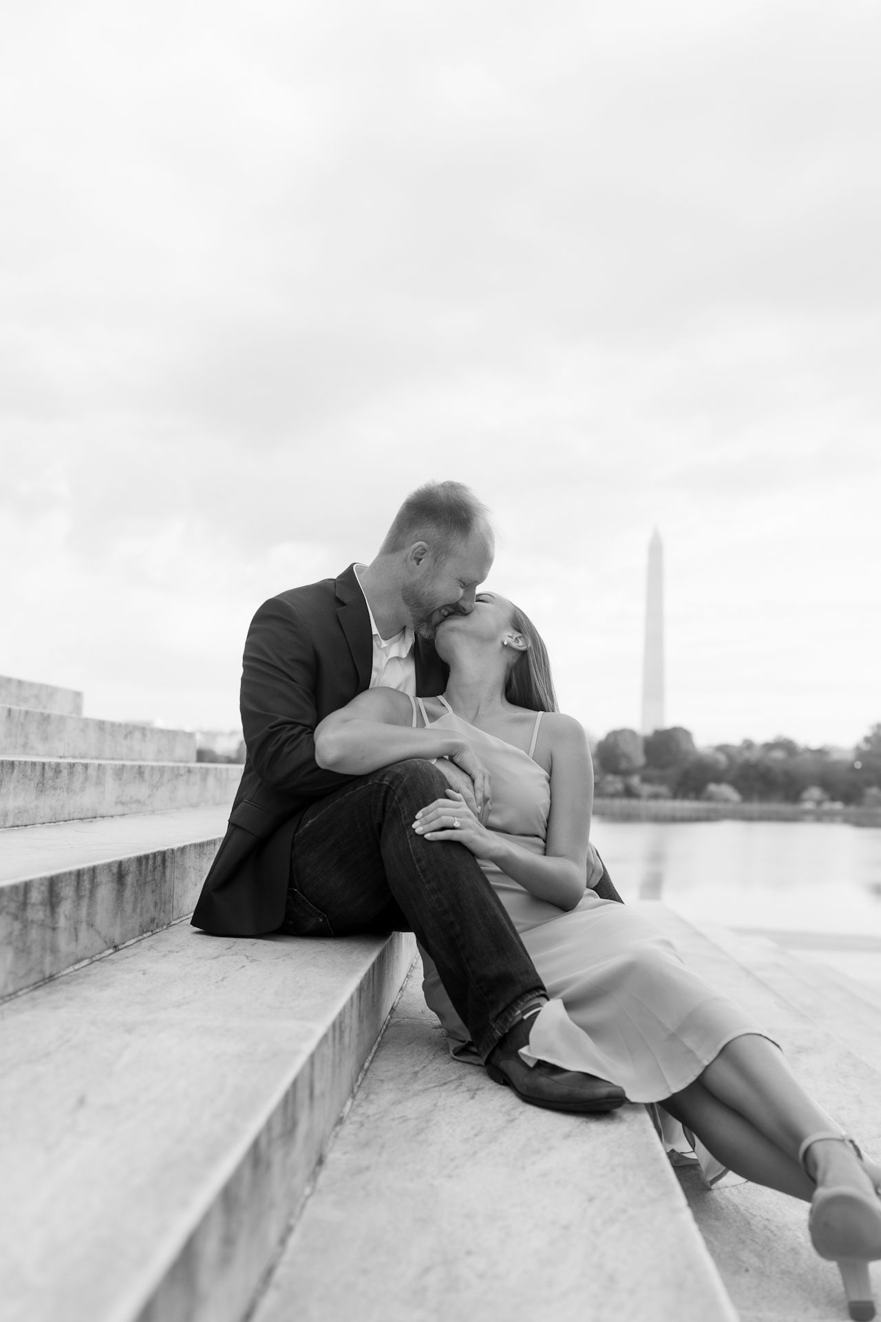 Richmond and Destination Wedding Photographer capturing a sunrise Engagement session at The Jefferson Memorial in Washington D.C.