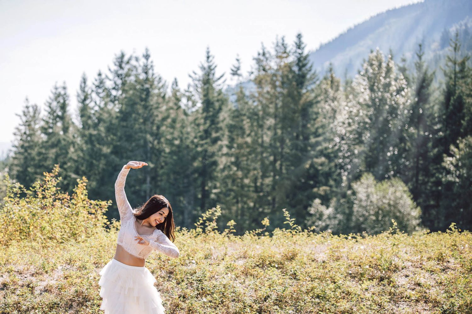 Dance portrait of a girl in the mountains near Seattle.