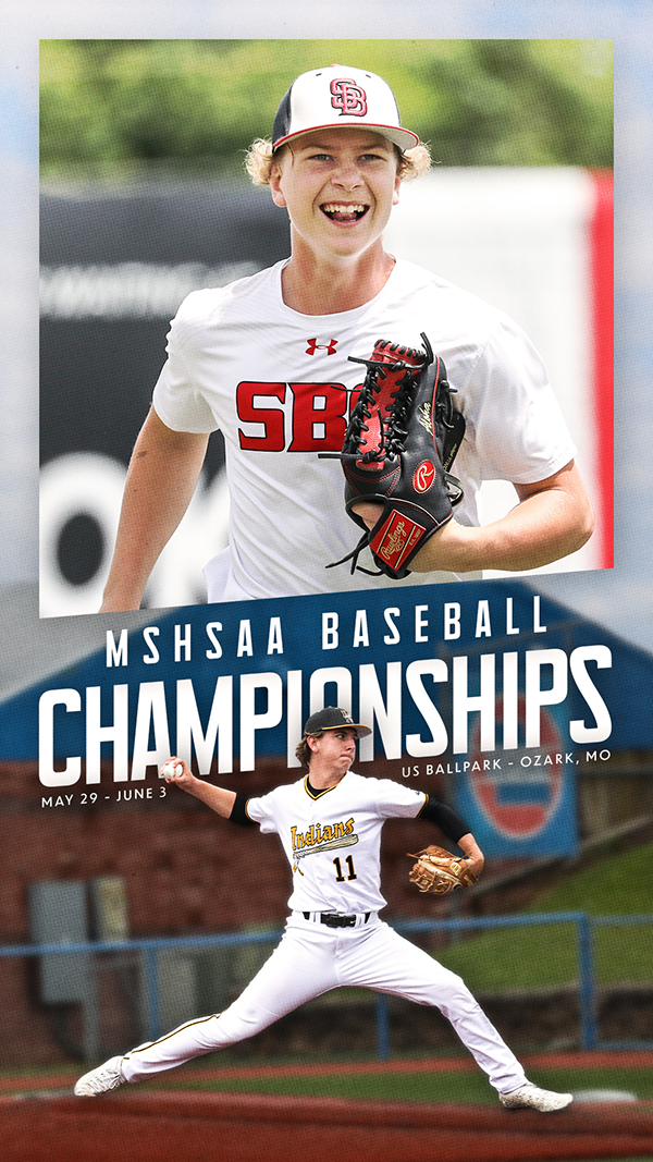 Baseball championship banner showing players pitching in white uniforms.