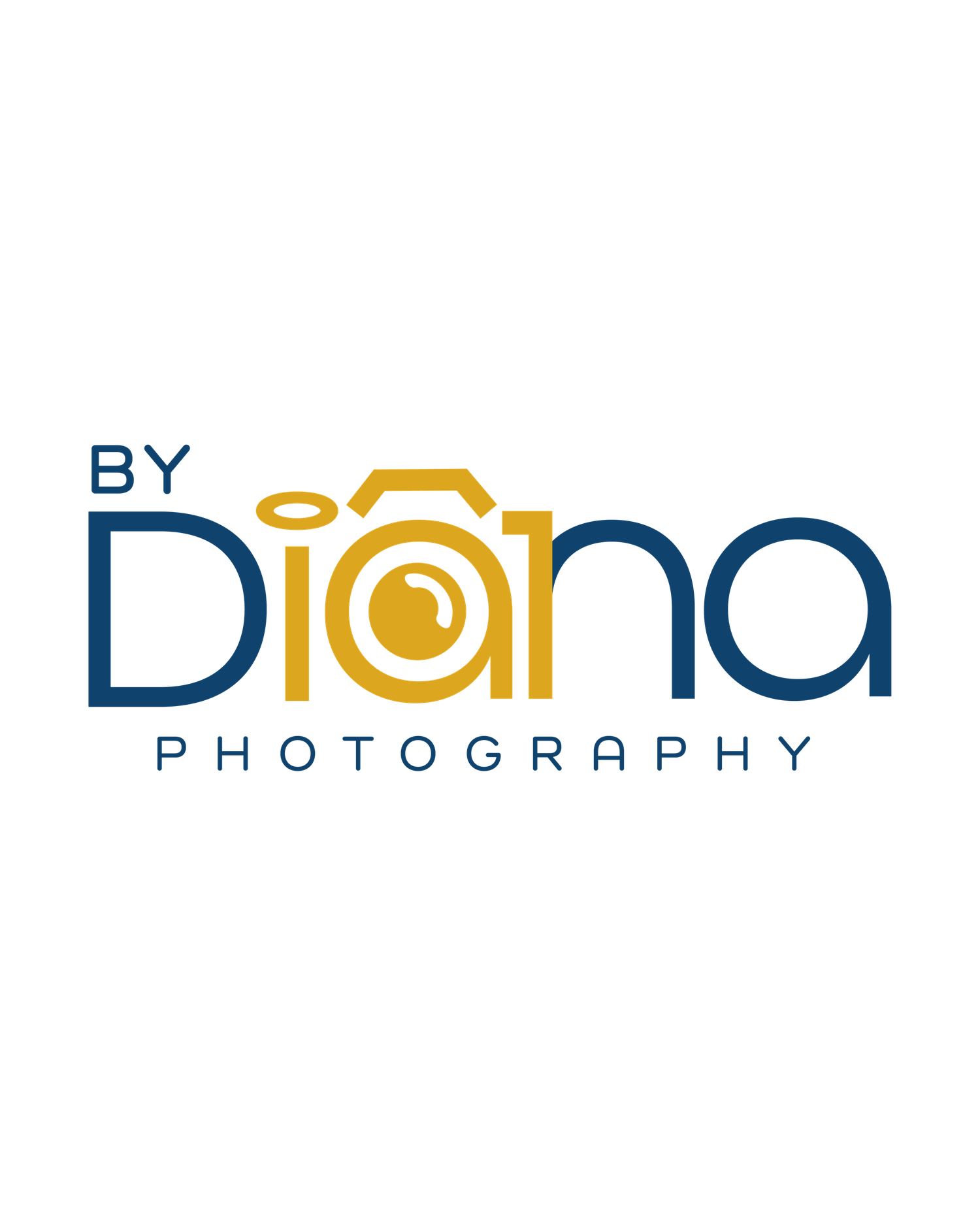 Modern photography logo design featuring geometric shapes in blue and gold colors.