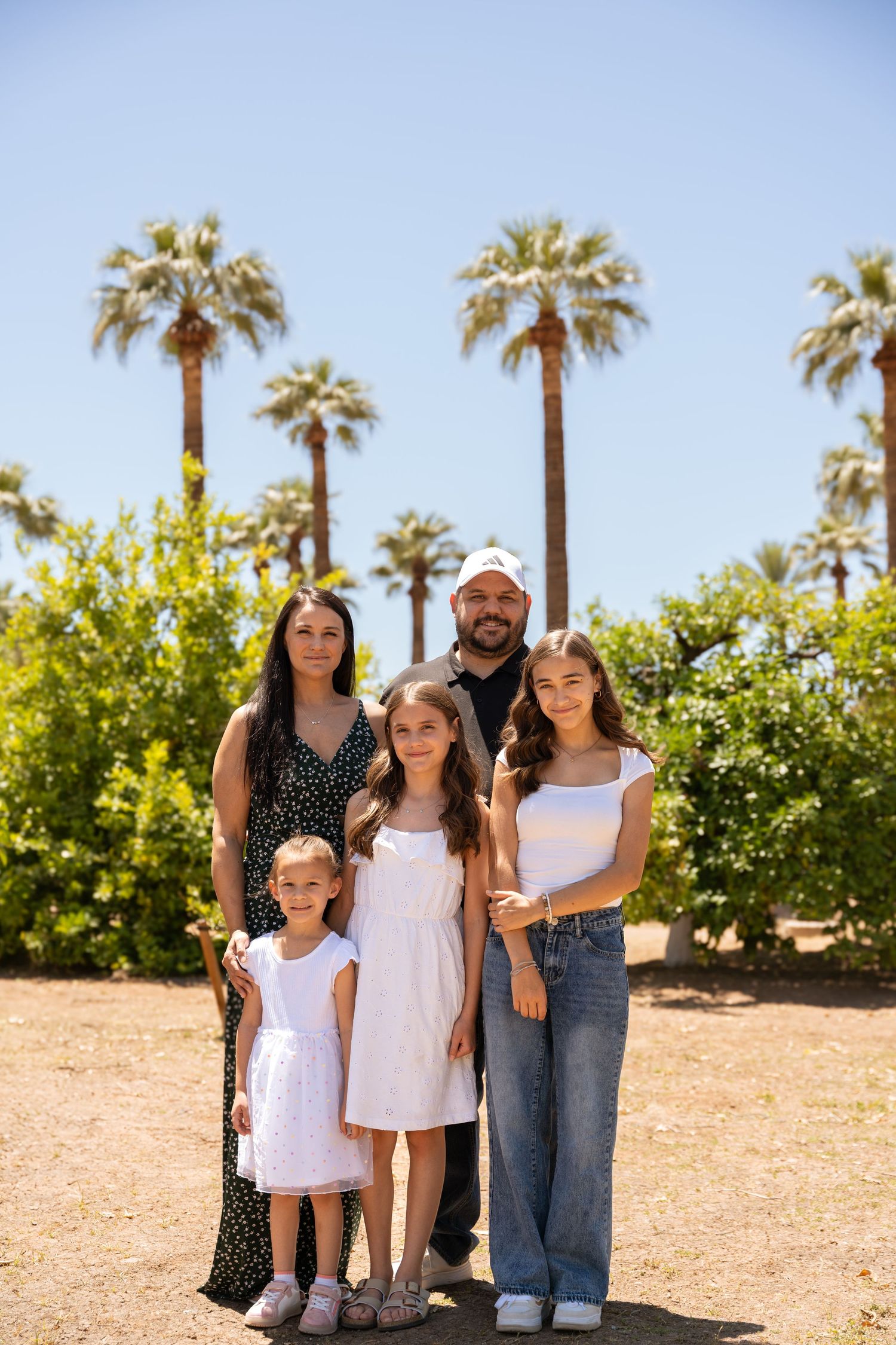 family outdoors posing