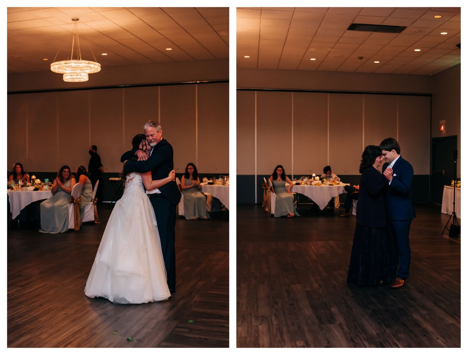 father/daughter and mother/son dances at wedding reception