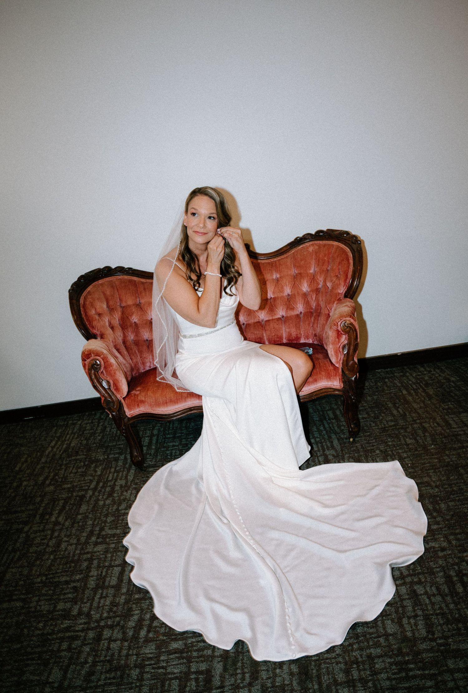 Bridal portrait while getting ready on her wedding day in Jacksonville, Florida