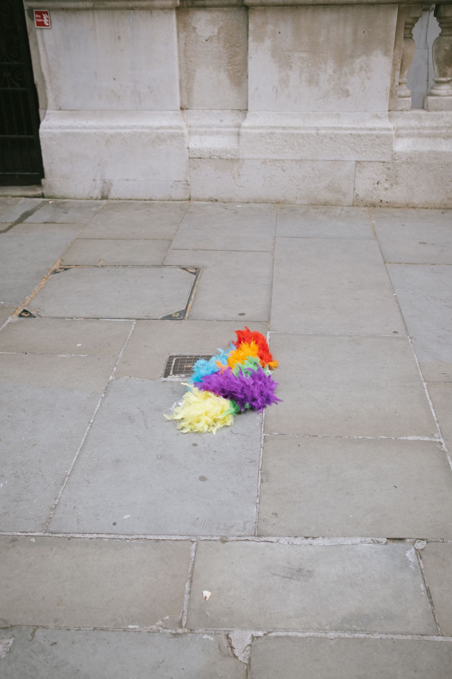 Part of someone's pride parade costume on the floor