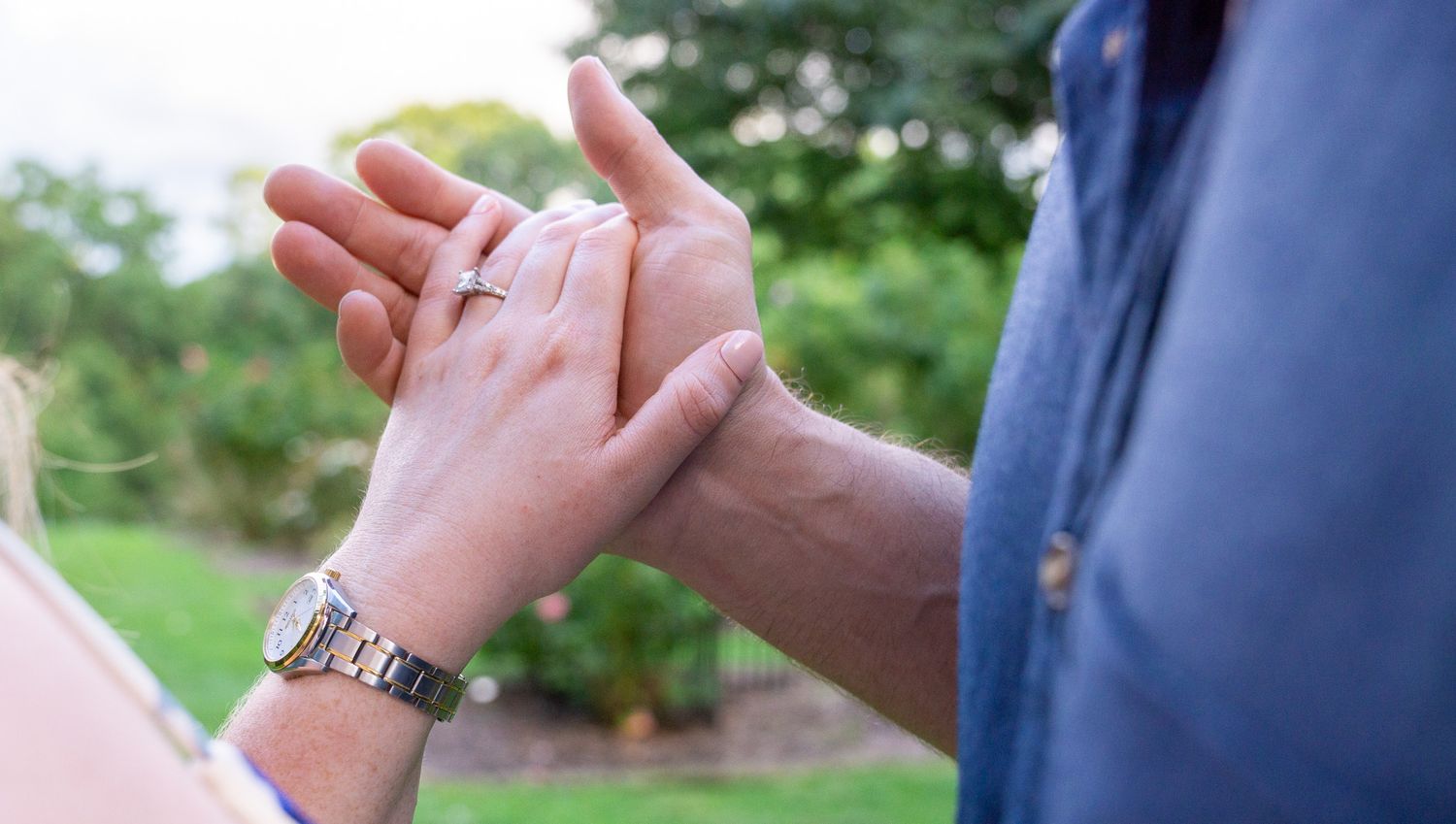 engagement photos in rose garden