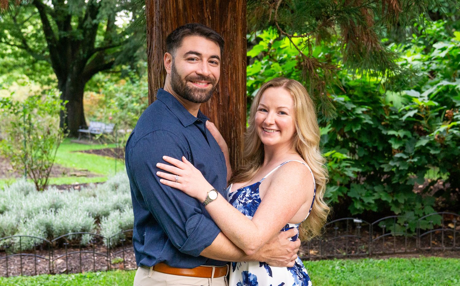 engagement photos in rose garden