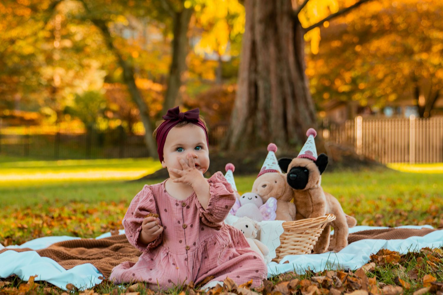 baby girl with fall background