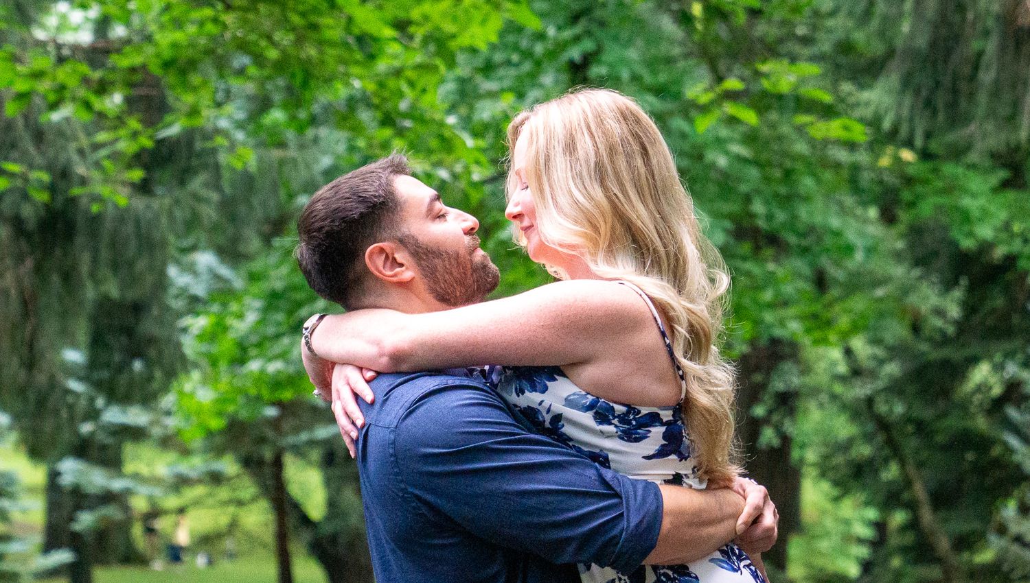 engagement photos in rose garden