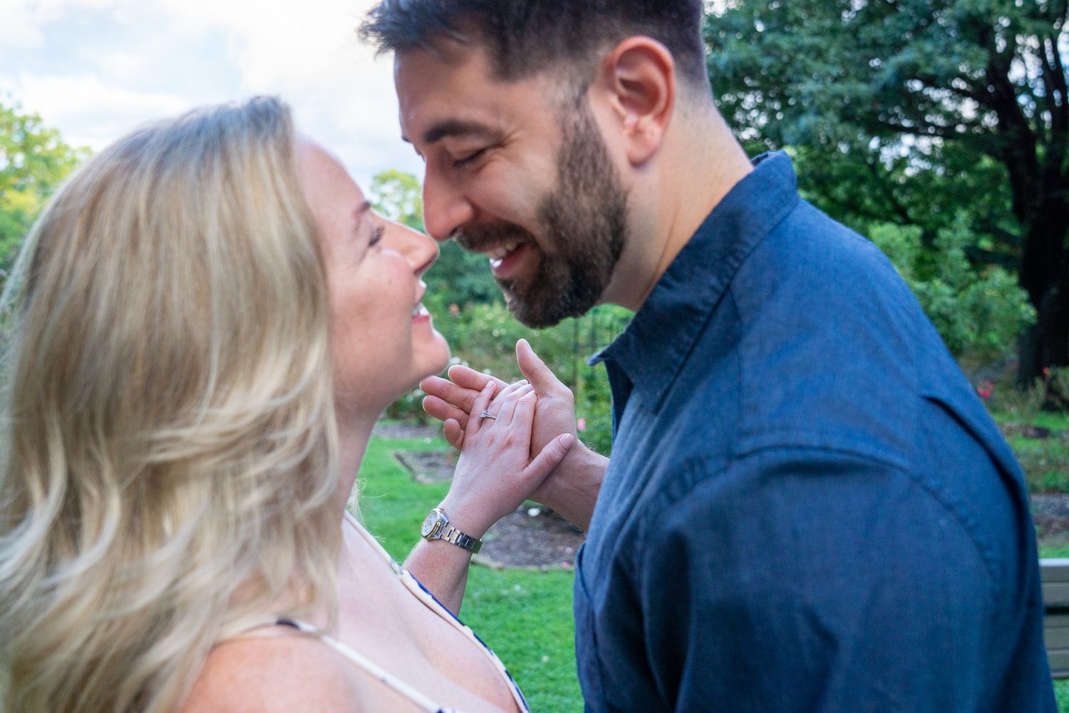 engagement photos in rose garden