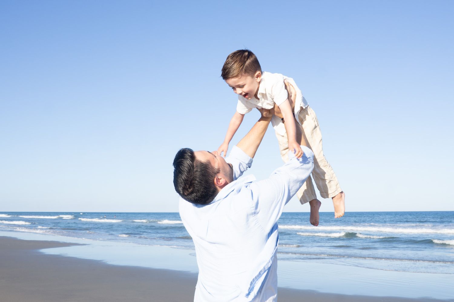 family on beach