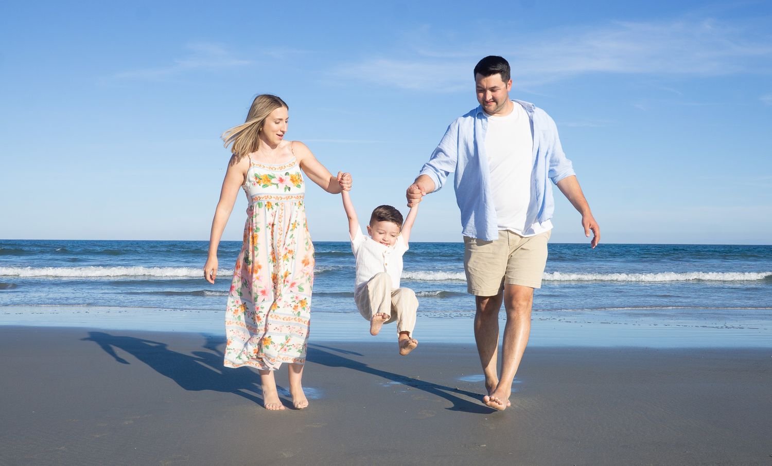 family on beach