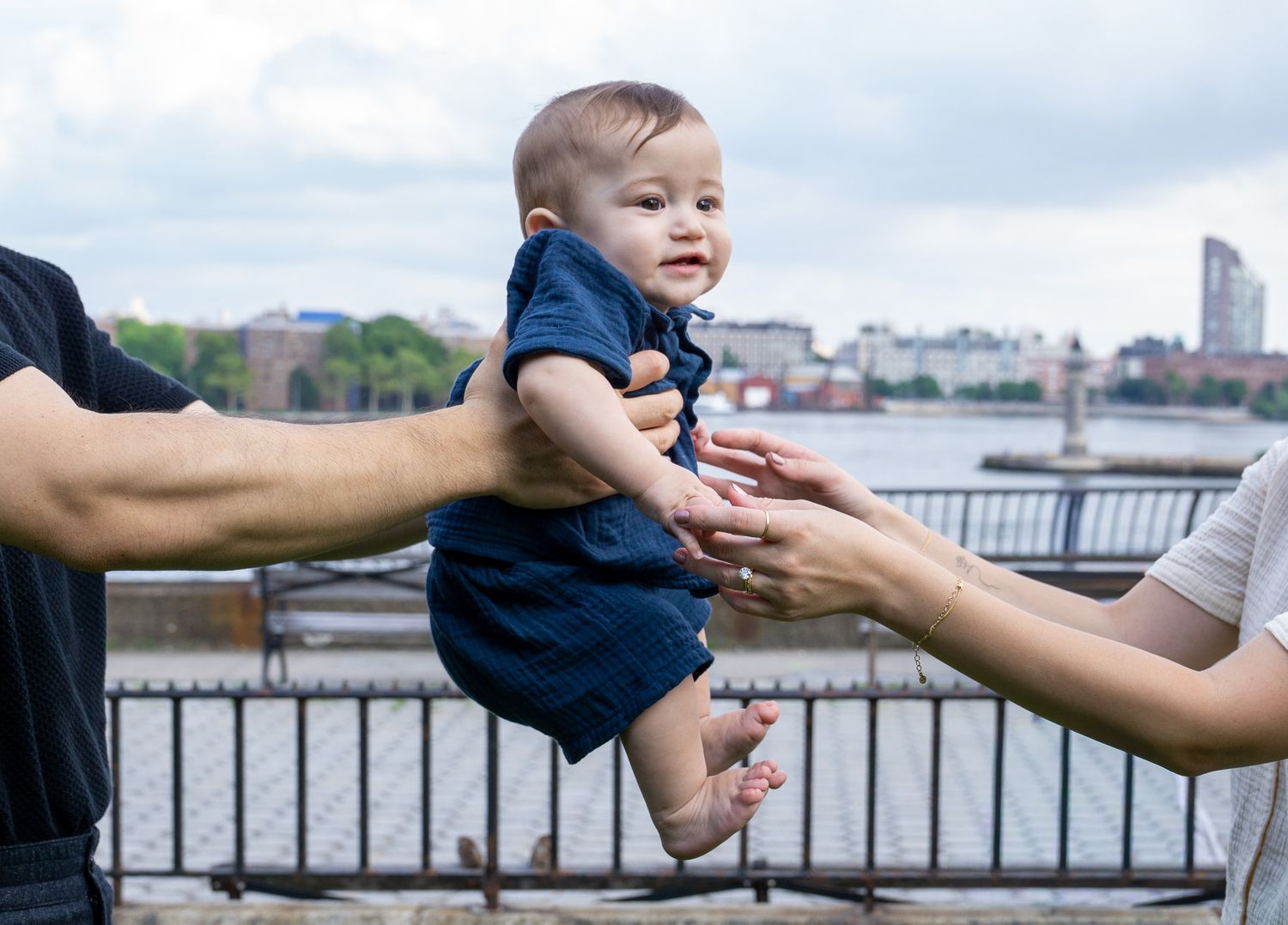 family in city park
