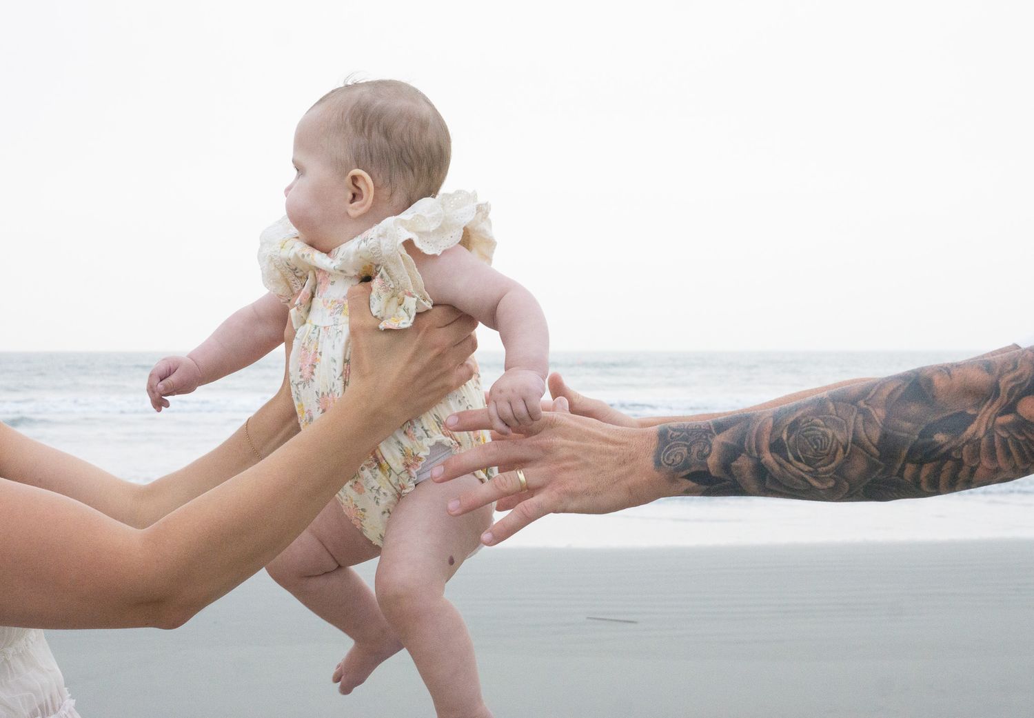 family on beach