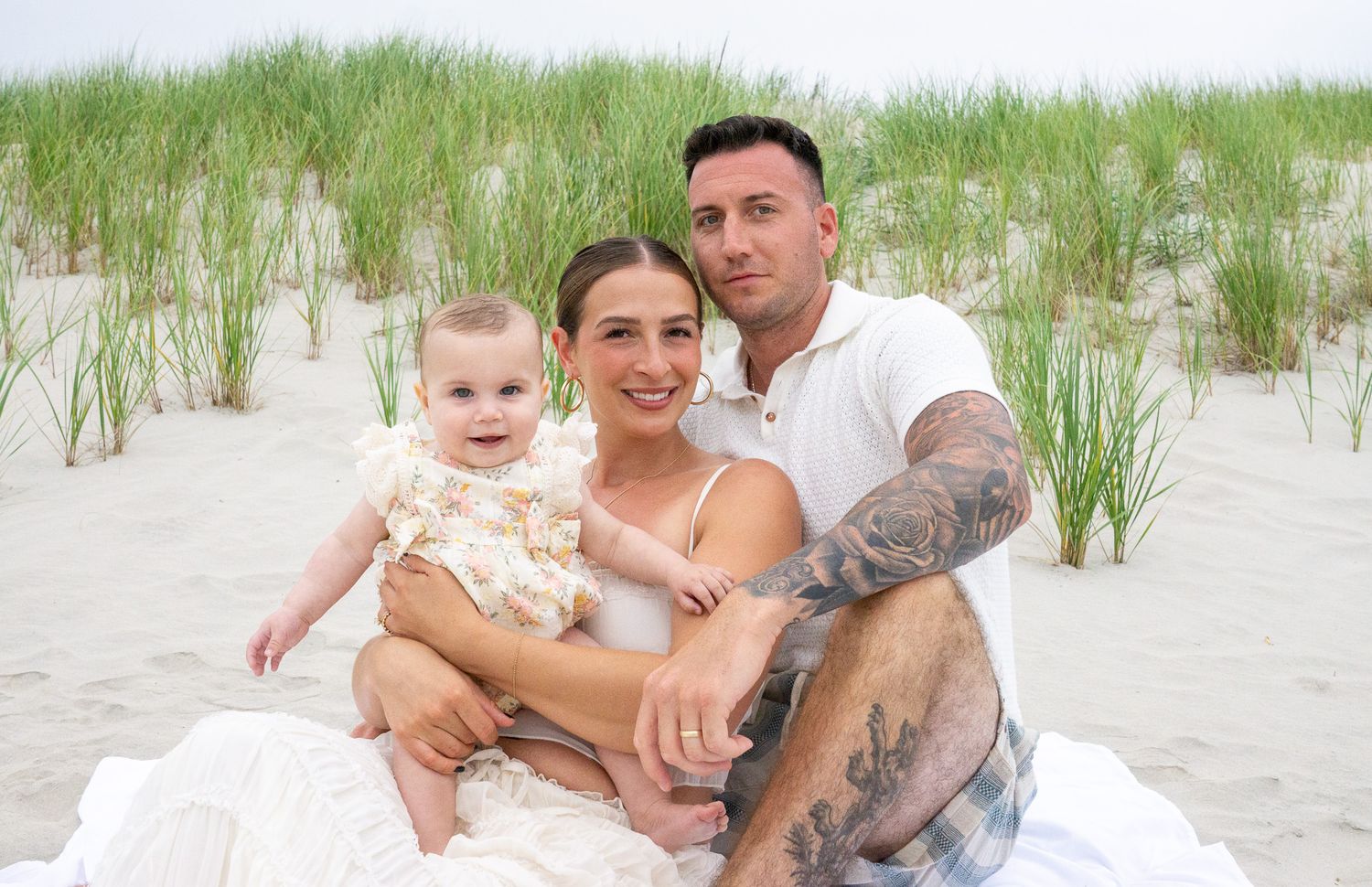 family on beach